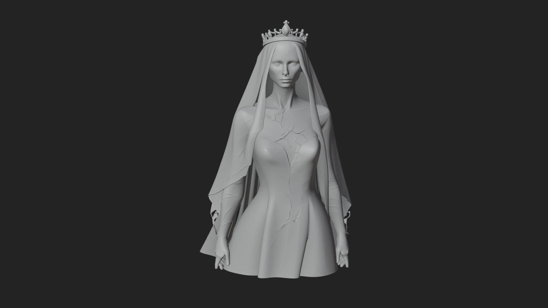 Veiled Ghost Bride Statue Design 1 3D Print Model 3D Model