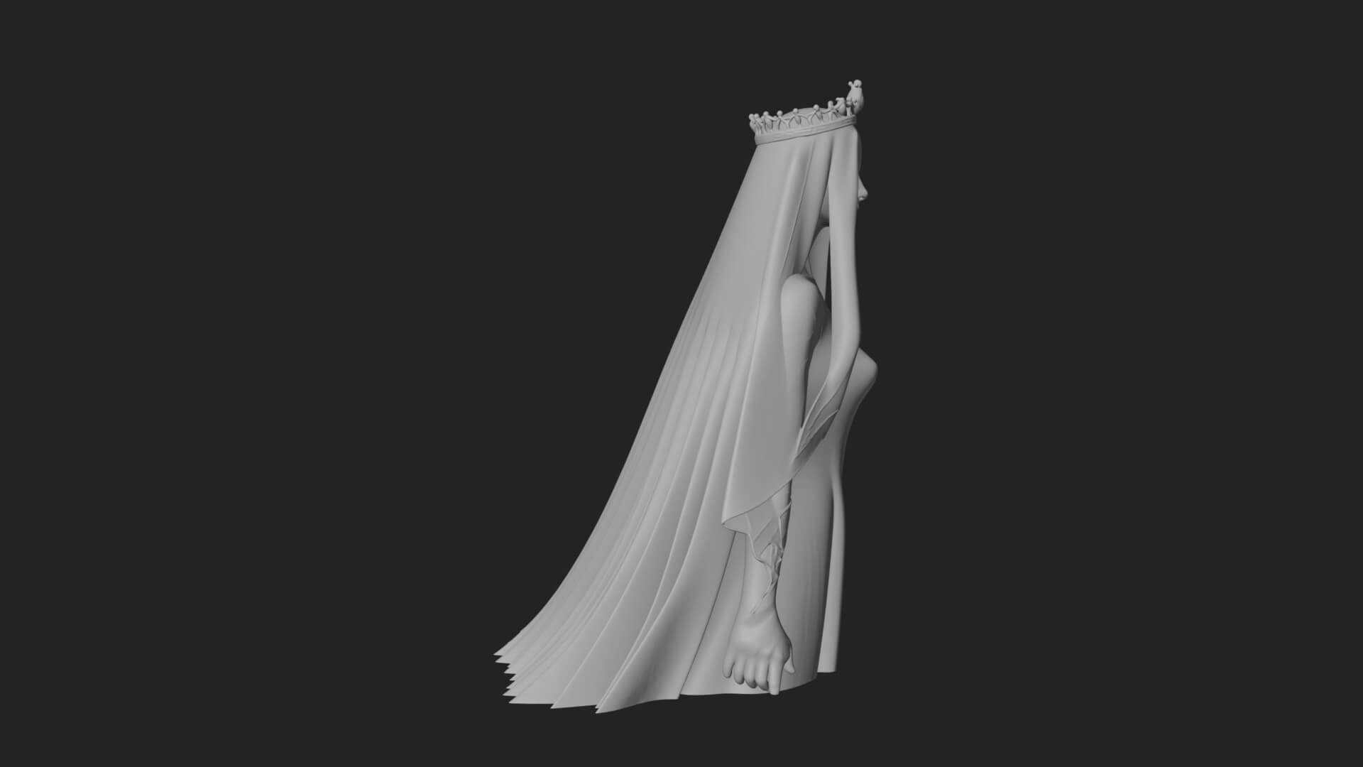 Veiled Ghost Bride Statue Design 1 3D Print Model 3D Model
