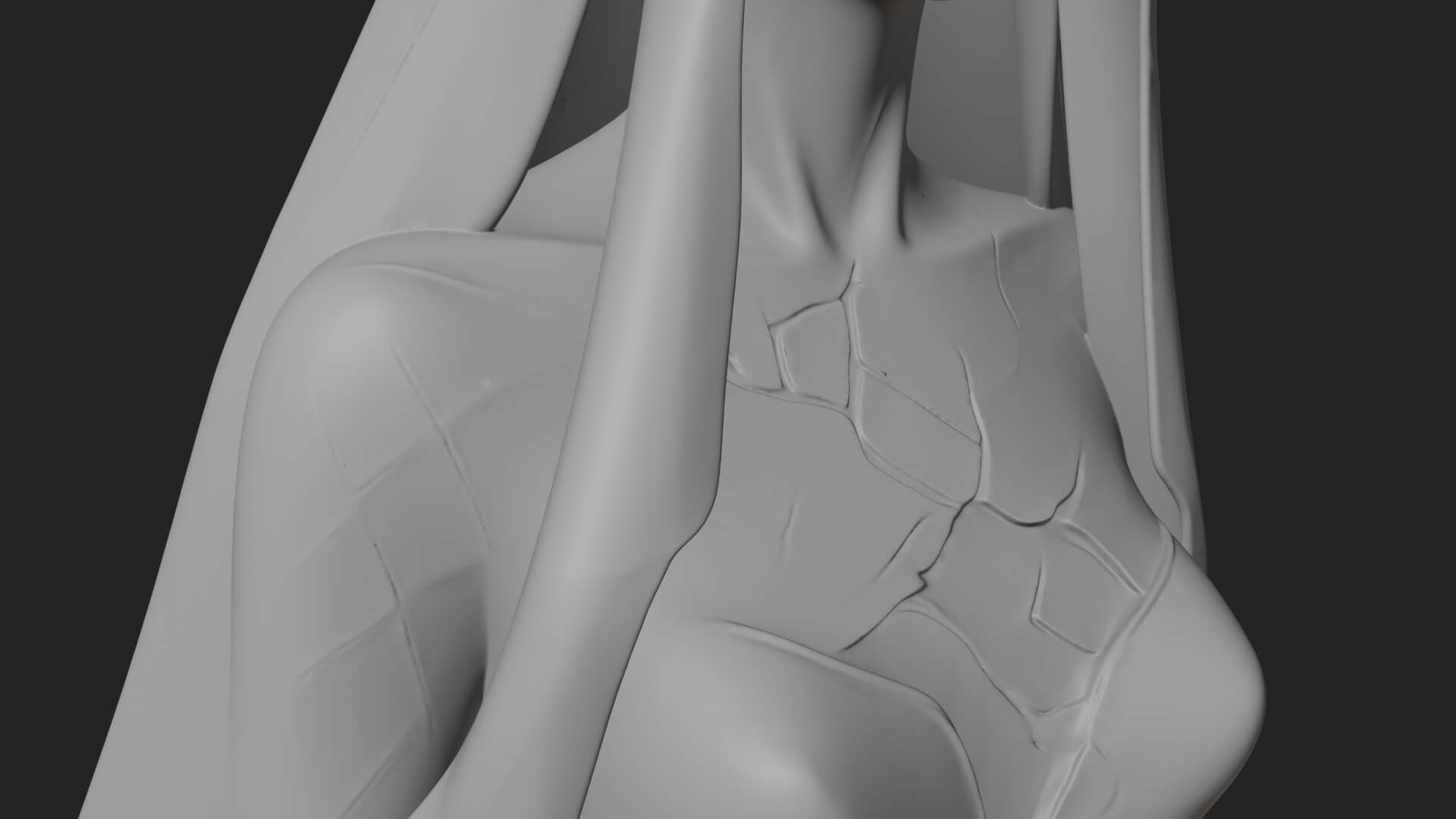 Veiled Ghost Bride Statue Design 1 3D Print Model 3D Model