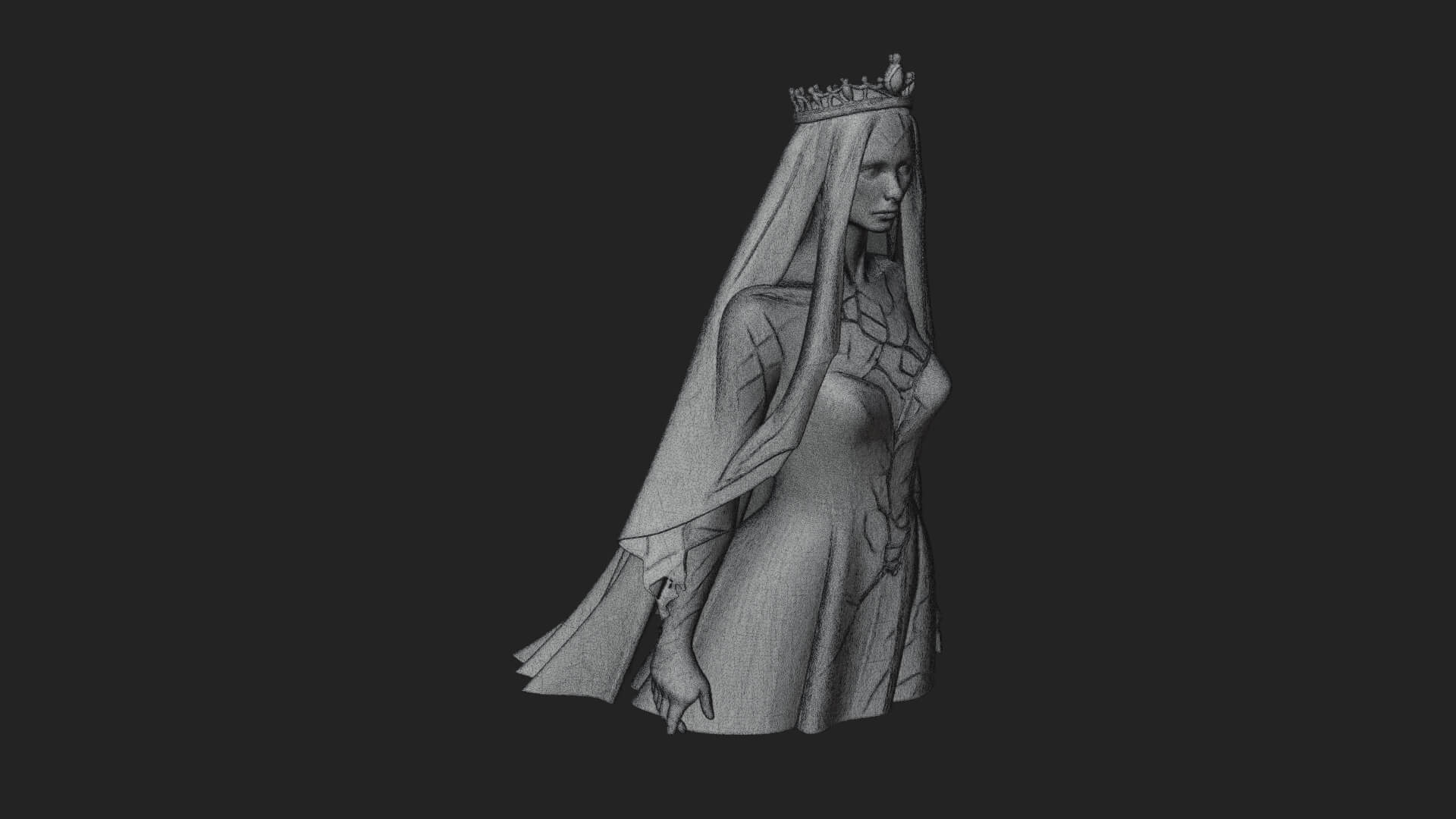 Veiled Ghost Bride Statue Design 1 3D Print Model 3D Model