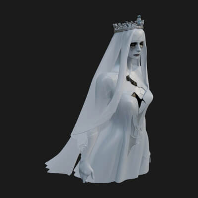 Veiled Ghost Bride Statue Design 1 3D Print Model