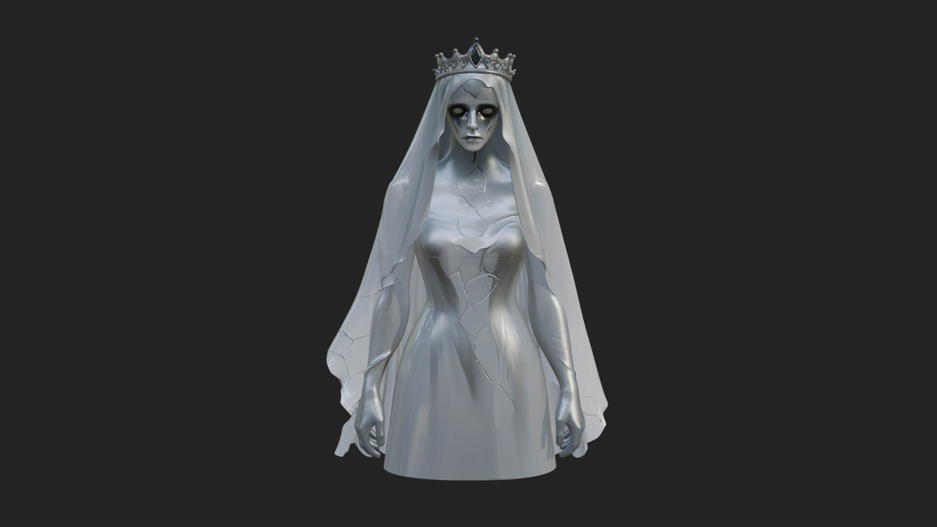 Veiled Ghost Bride Statue Design 2 3D Print Model 3D Model