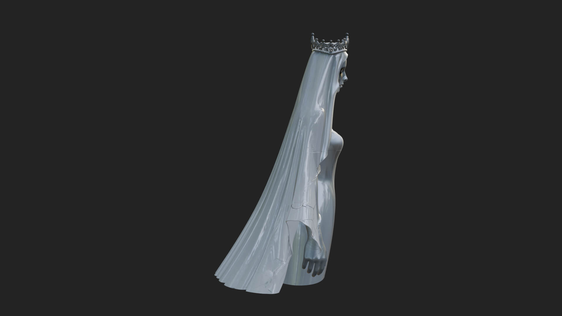 Veiled Ghost Bride Statue Design 2 3D Print Model 3D Model
