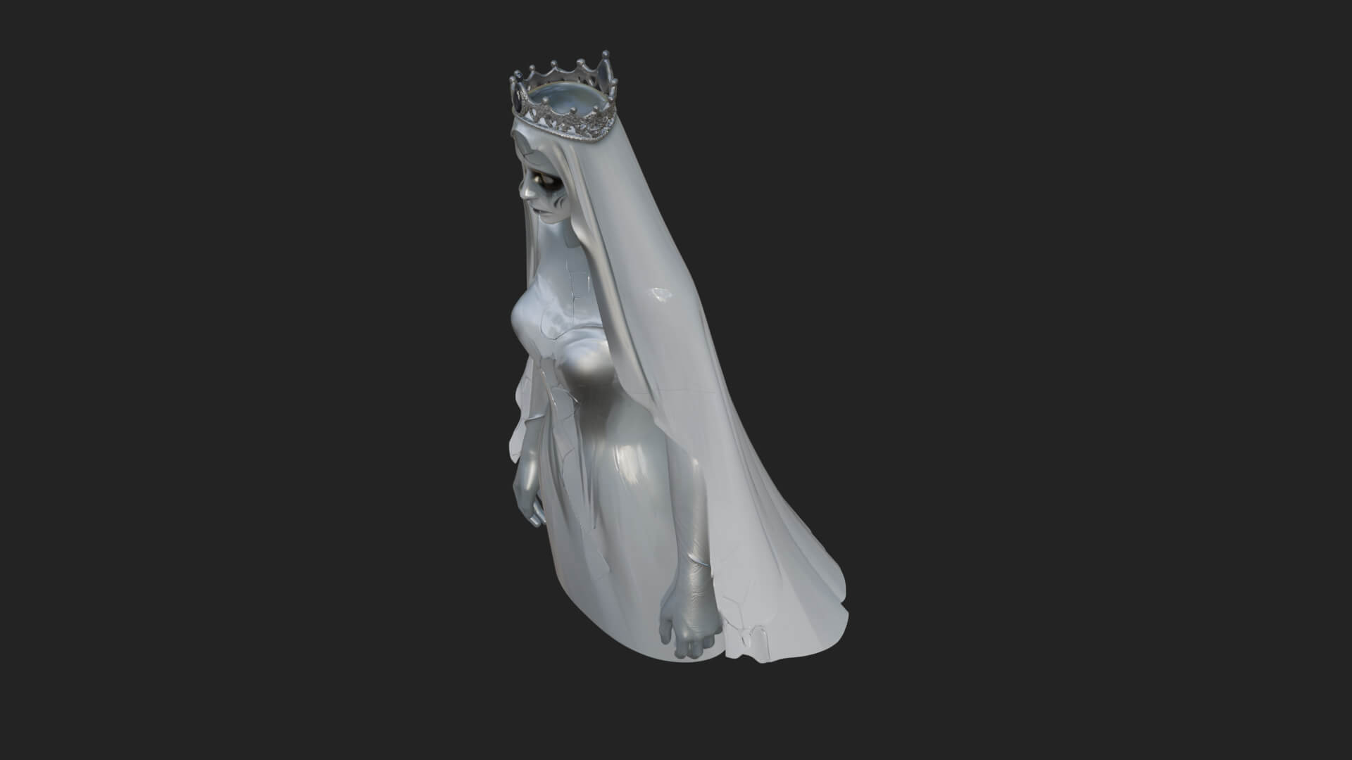 Veiled Ghost Bride Statue Design 2 3D Print Model 3D Model