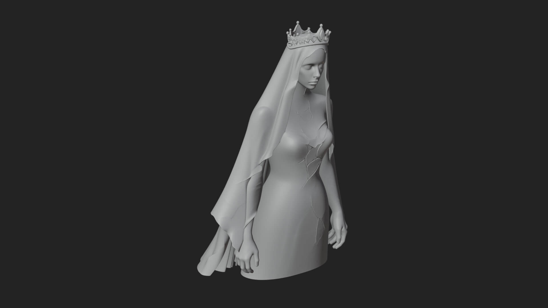 Veiled Ghost Bride Statue Design 2 3D Print Model 3D Model