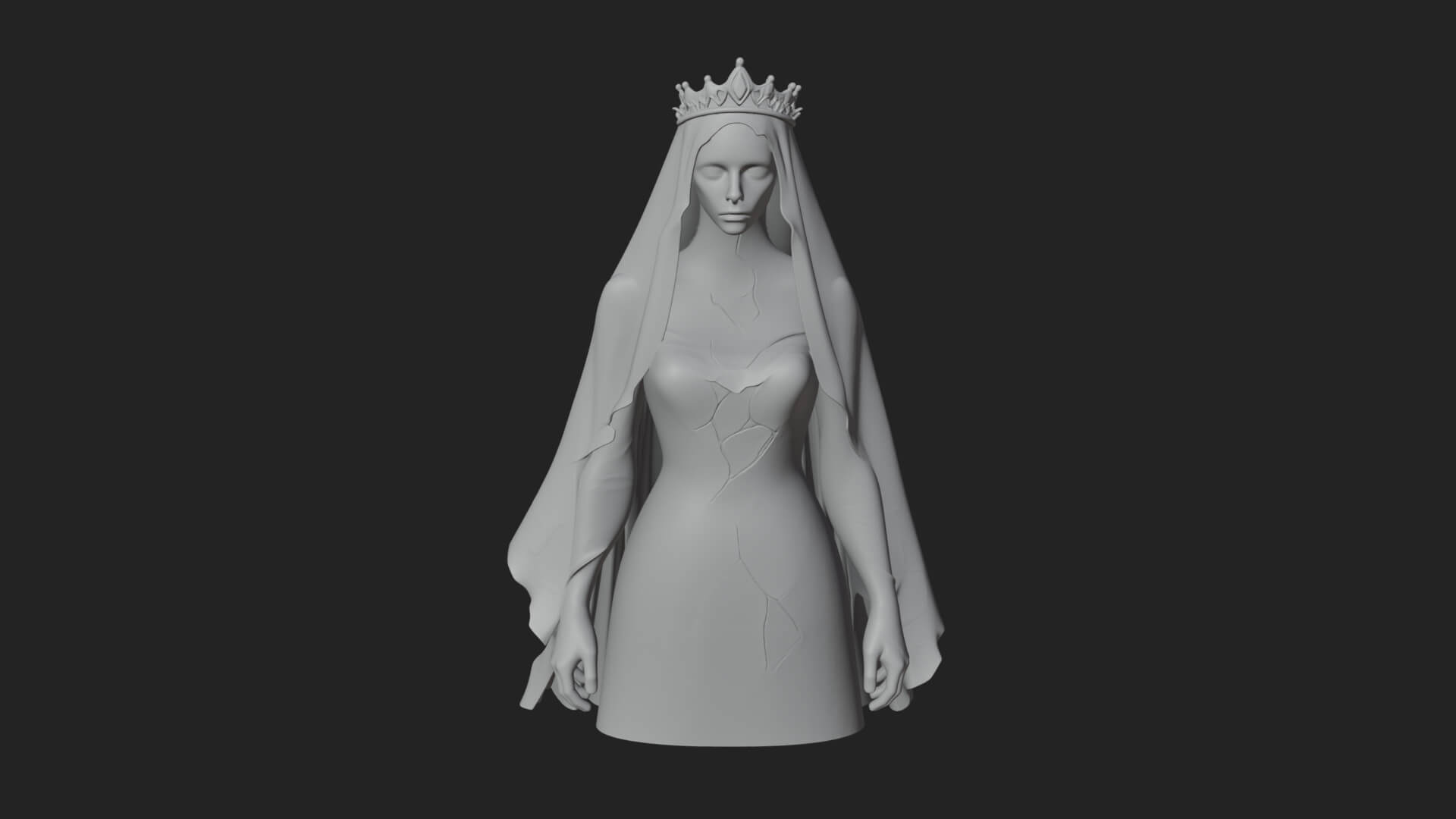 Veiled Ghost Bride Statue Design 2 3D Print Model 3D Model