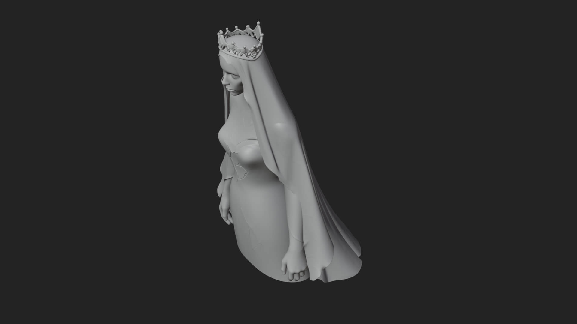 Veiled Ghost Bride Statue Design 2 3D Print Model 3D Model