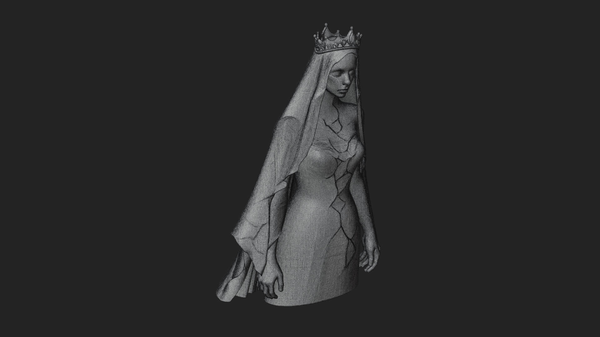 Veiled Ghost Bride Statue Design 2 3D Print Model 3D Model