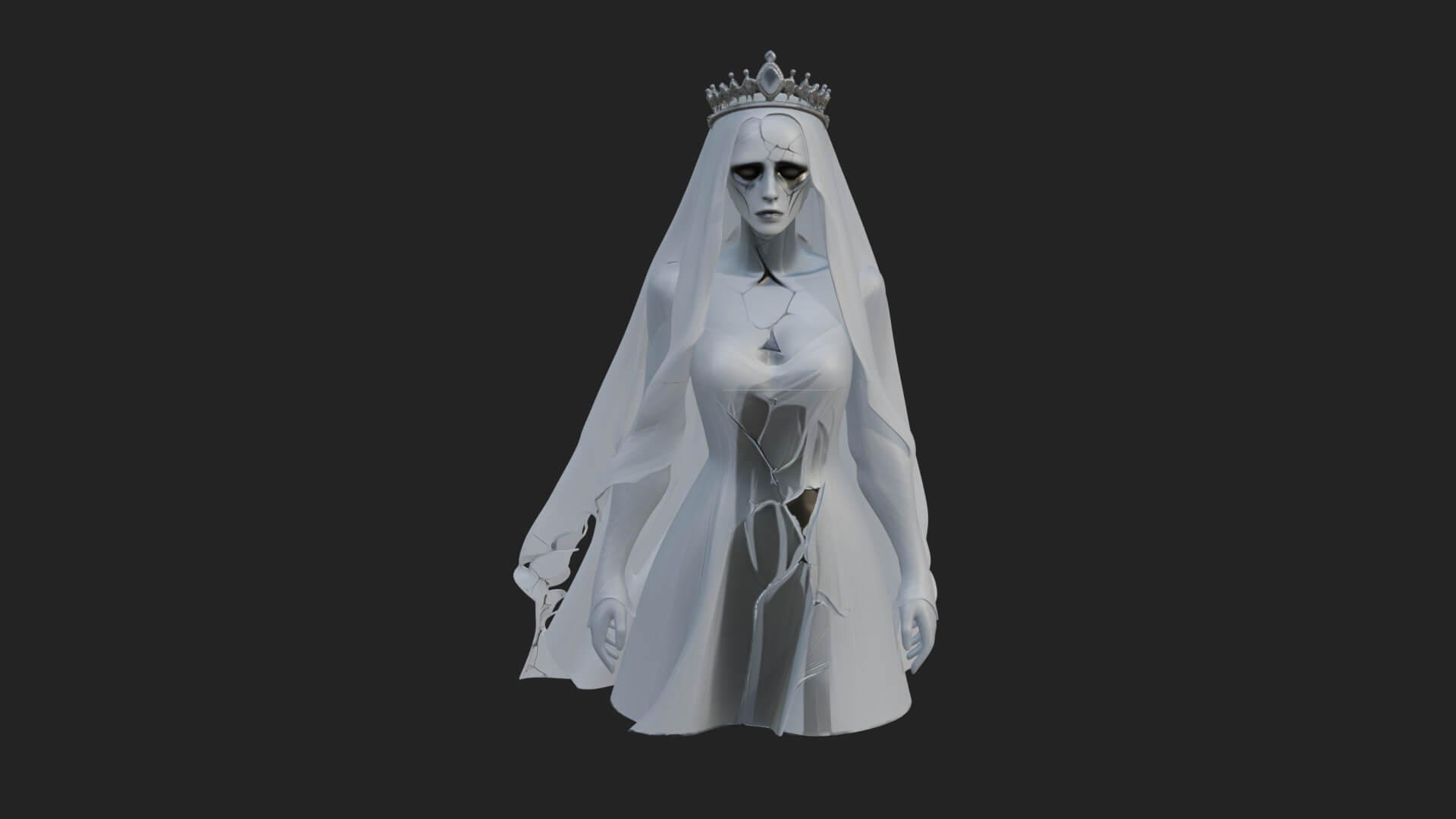 Veiled Ghost Bride Statue Design 3 3D Print Model 3D Model