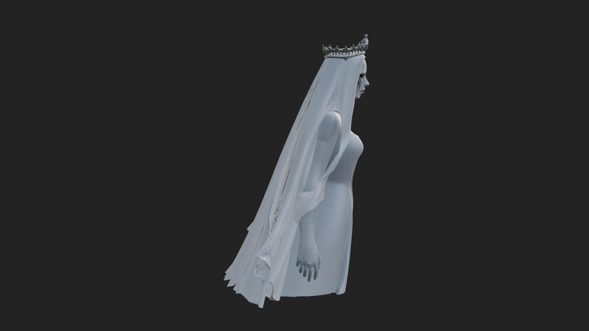Veiled Ghost Bride Statue Design 3 3D Print Model 3D Model