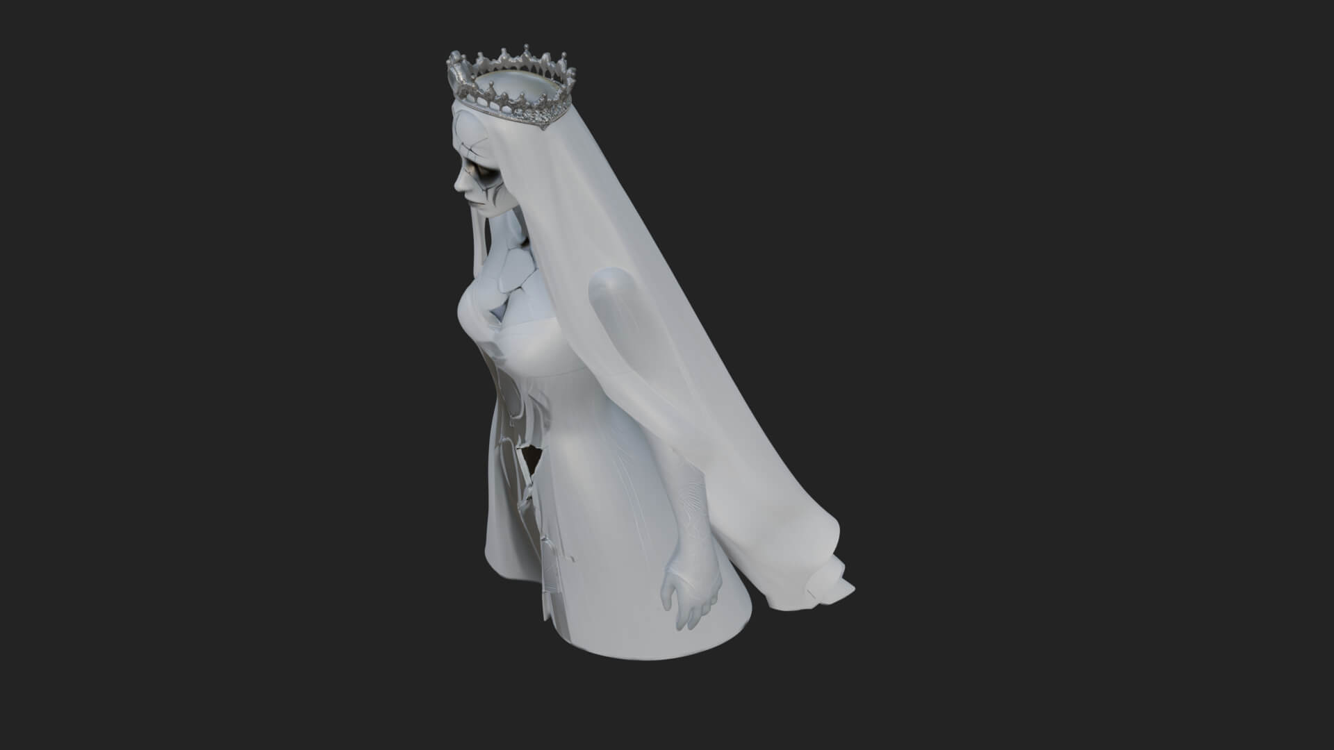 Veiled Ghost Bride Statue Design 3 3D Print Model 3D Model