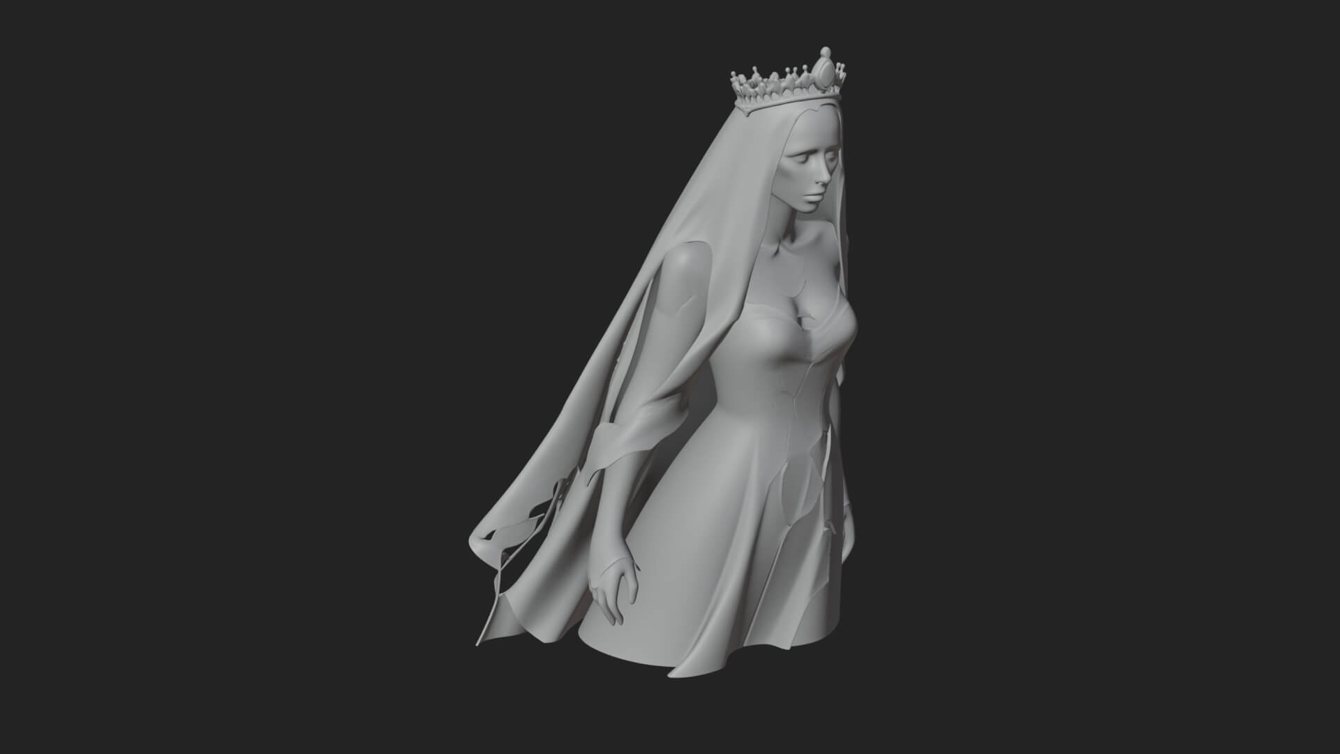 Veiled Ghost Bride Statue Design 3 3D Print Model 3D Model