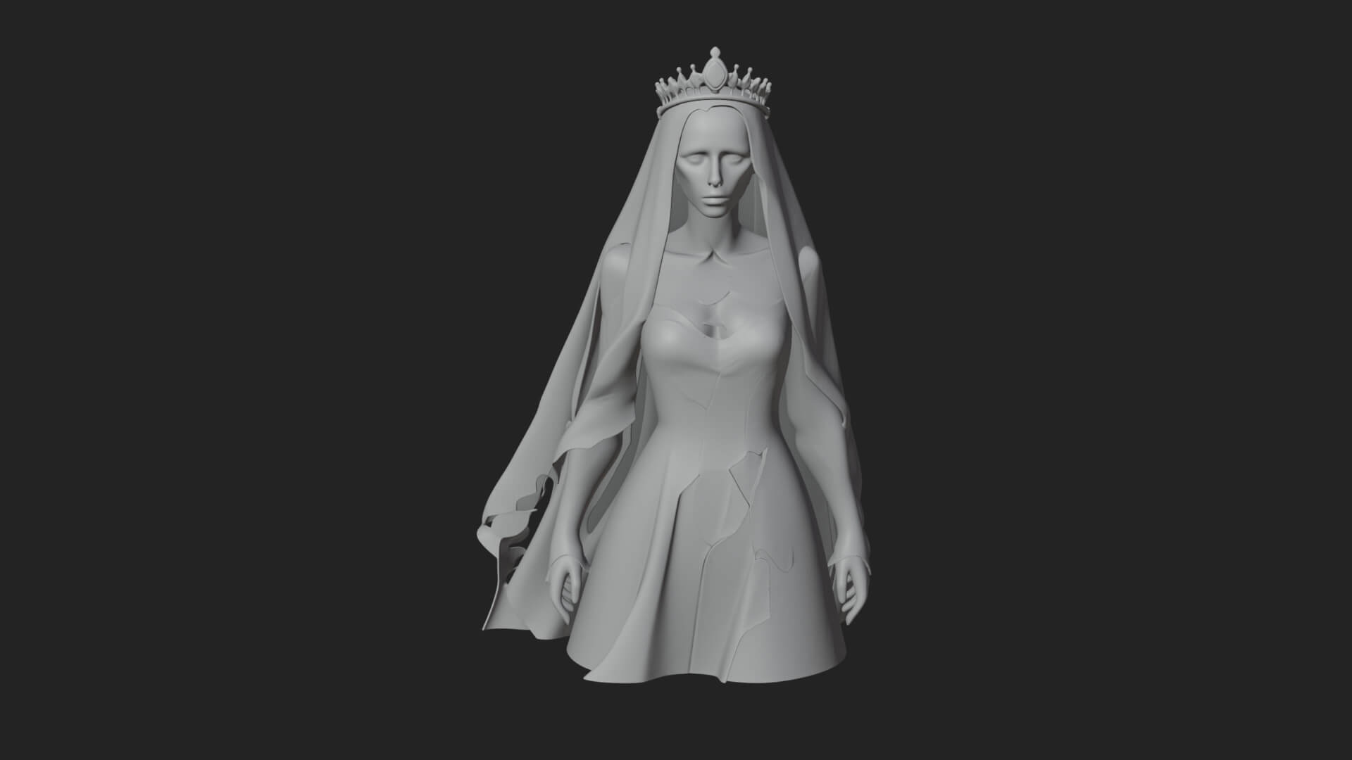Veiled Ghost Bride Statue Design 3 3D Print Model 3D Model