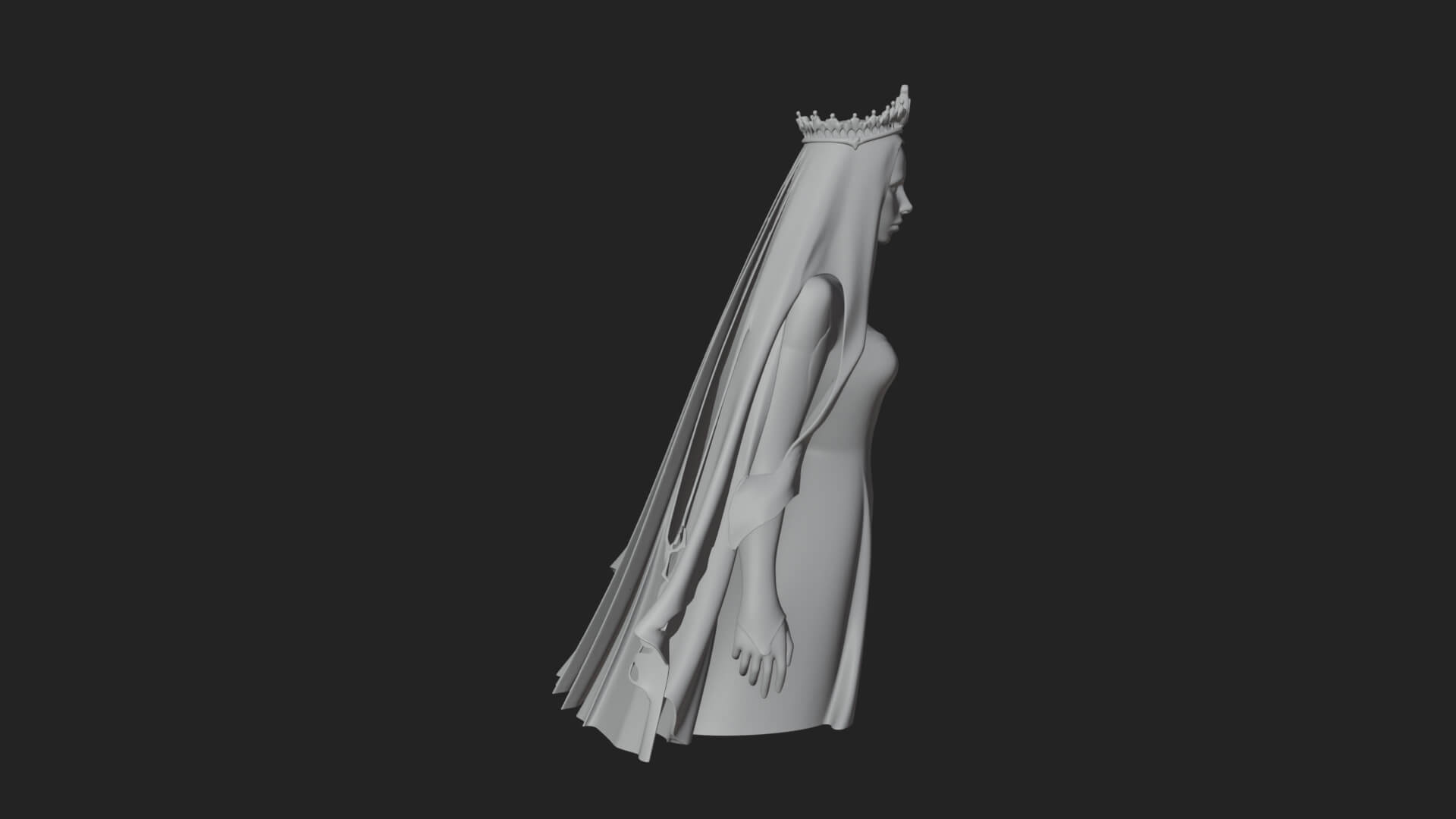 Veiled Ghost Bride Statue Design 3 3D Print Model 3D Model