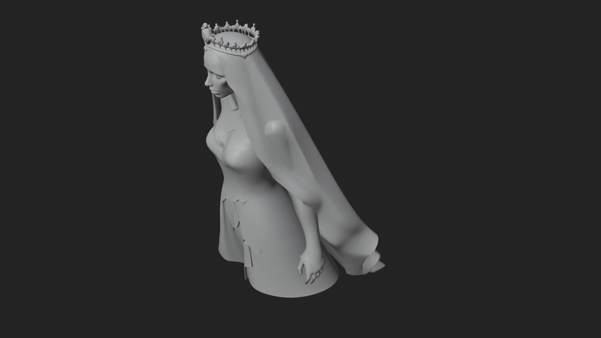 Veiled Ghost Bride Statue Design 3 3D Print Model 3D Model