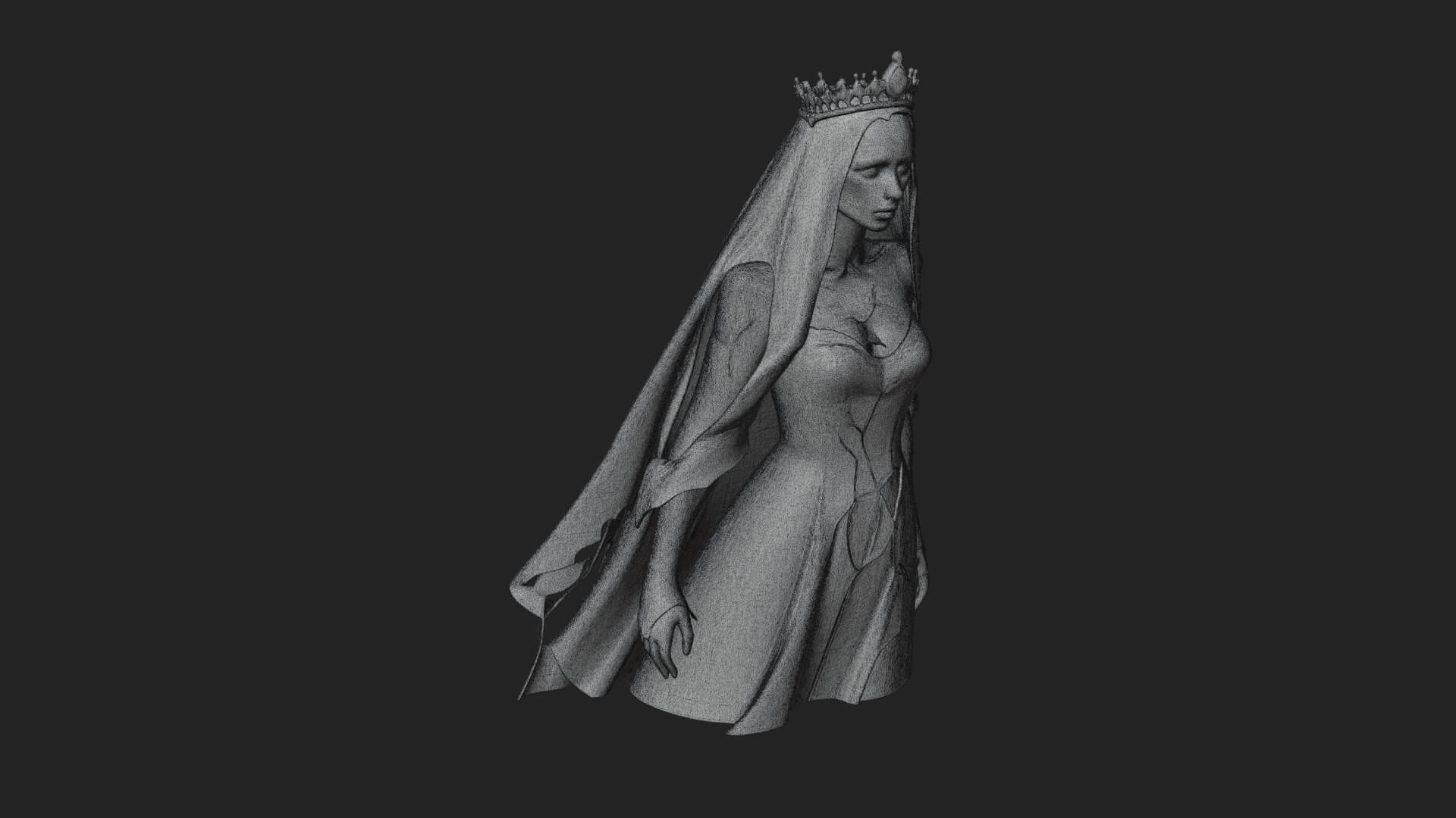 Veiled Ghost Bride Statue Design 3 3D Print Model 3D Model
