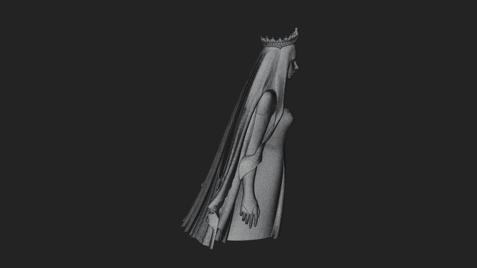 Veiled Ghost Bride Statue Design 3 3D Print Model 3D Model