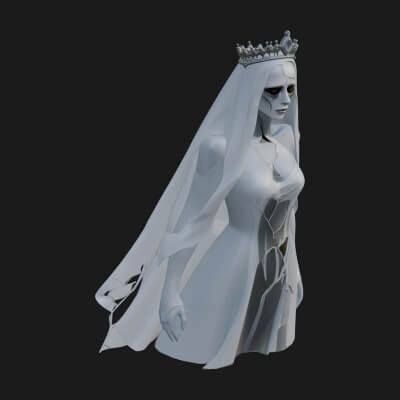 Veiled Ghost Bride Statue Design 3 3D Print Model