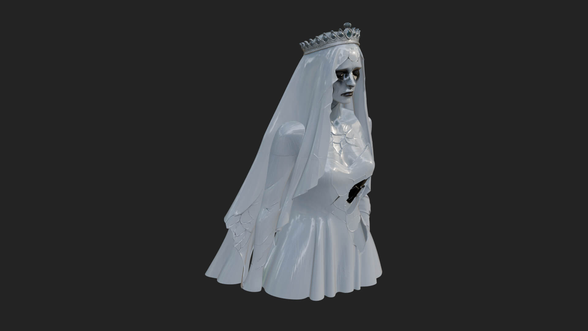 Veiled Ghost Bride Statue Design 4 3D Print Model 3D Model