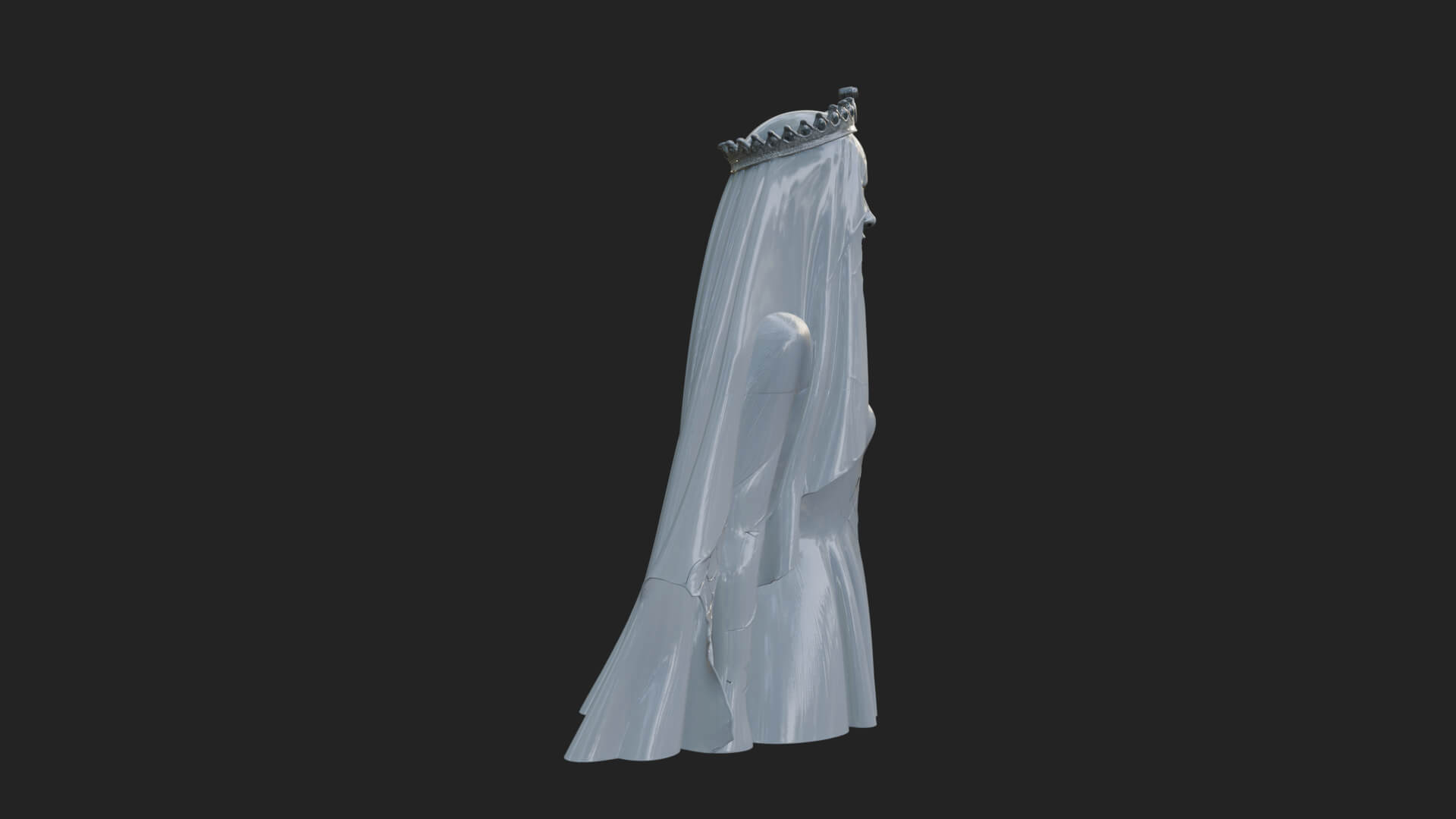 Veiled Ghost Bride Statue Design 4 3D Print Model 3D Model