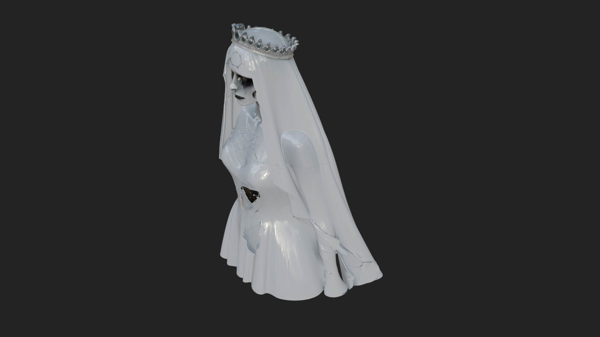 Veiled Ghost Bride Statue Design 4 3D Print Model 3D Model
