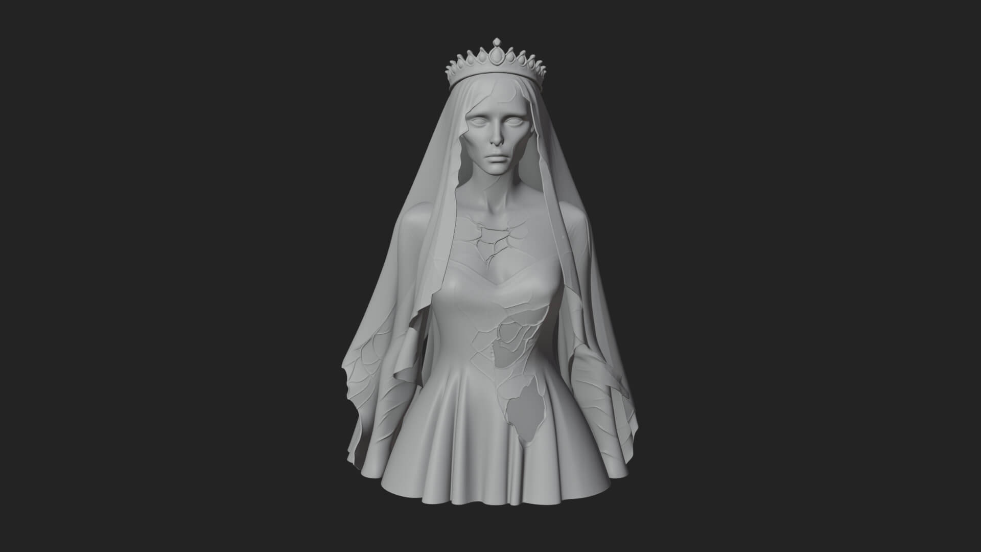 Veiled Ghost Bride Statue Design 4 3D Print Model 3D Model