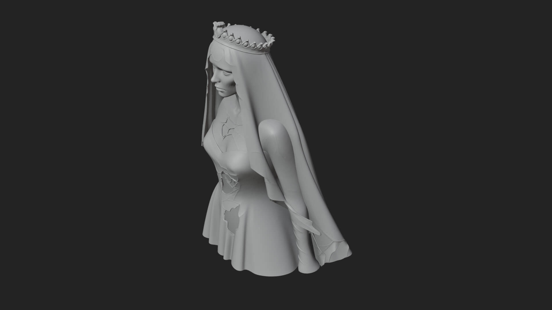 Veiled Ghost Bride Statue Design 4 3D Print Model 3D Model