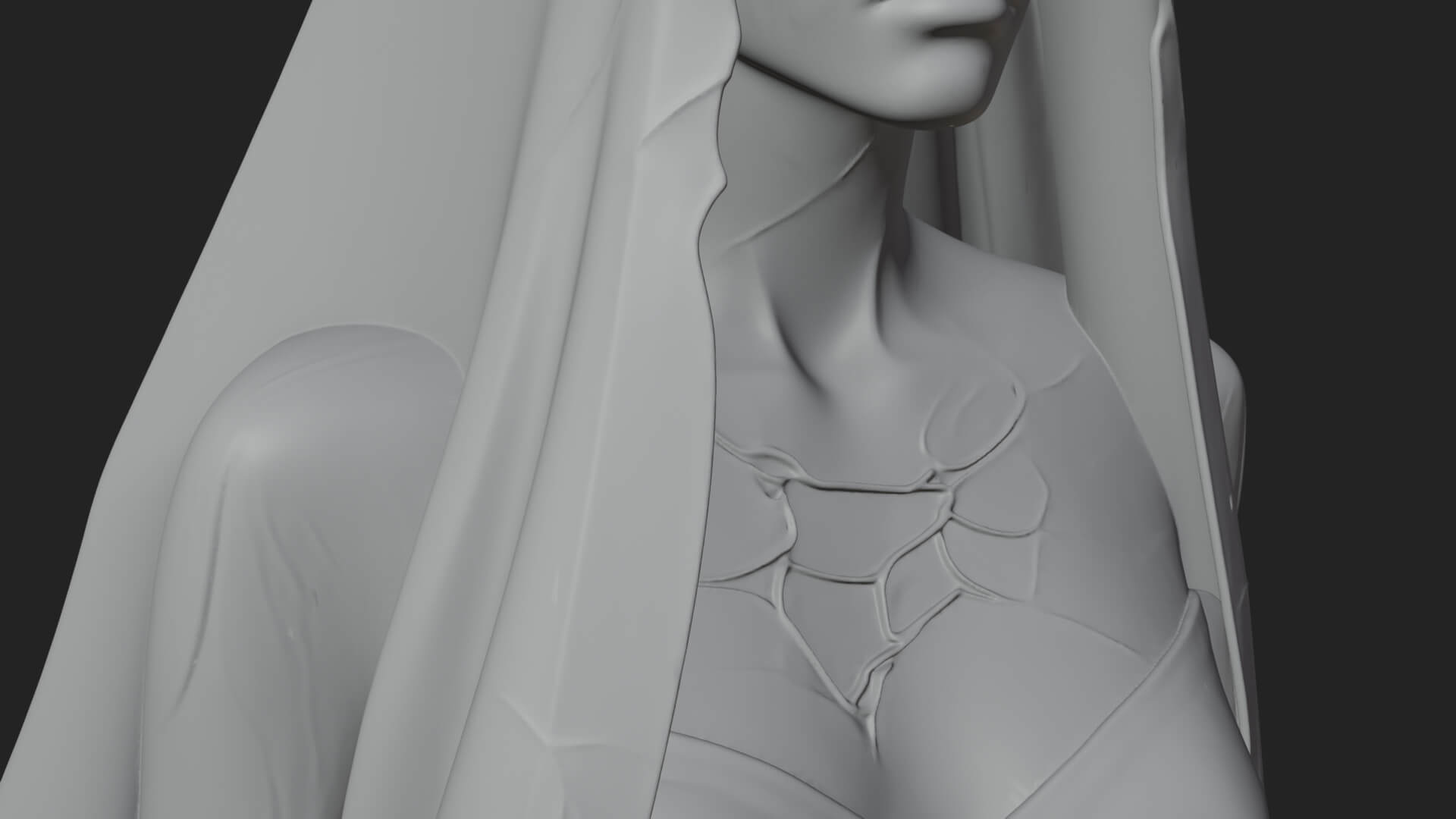 Veiled Ghost Bride Statue Design 4 3D Print Model 3D Model
