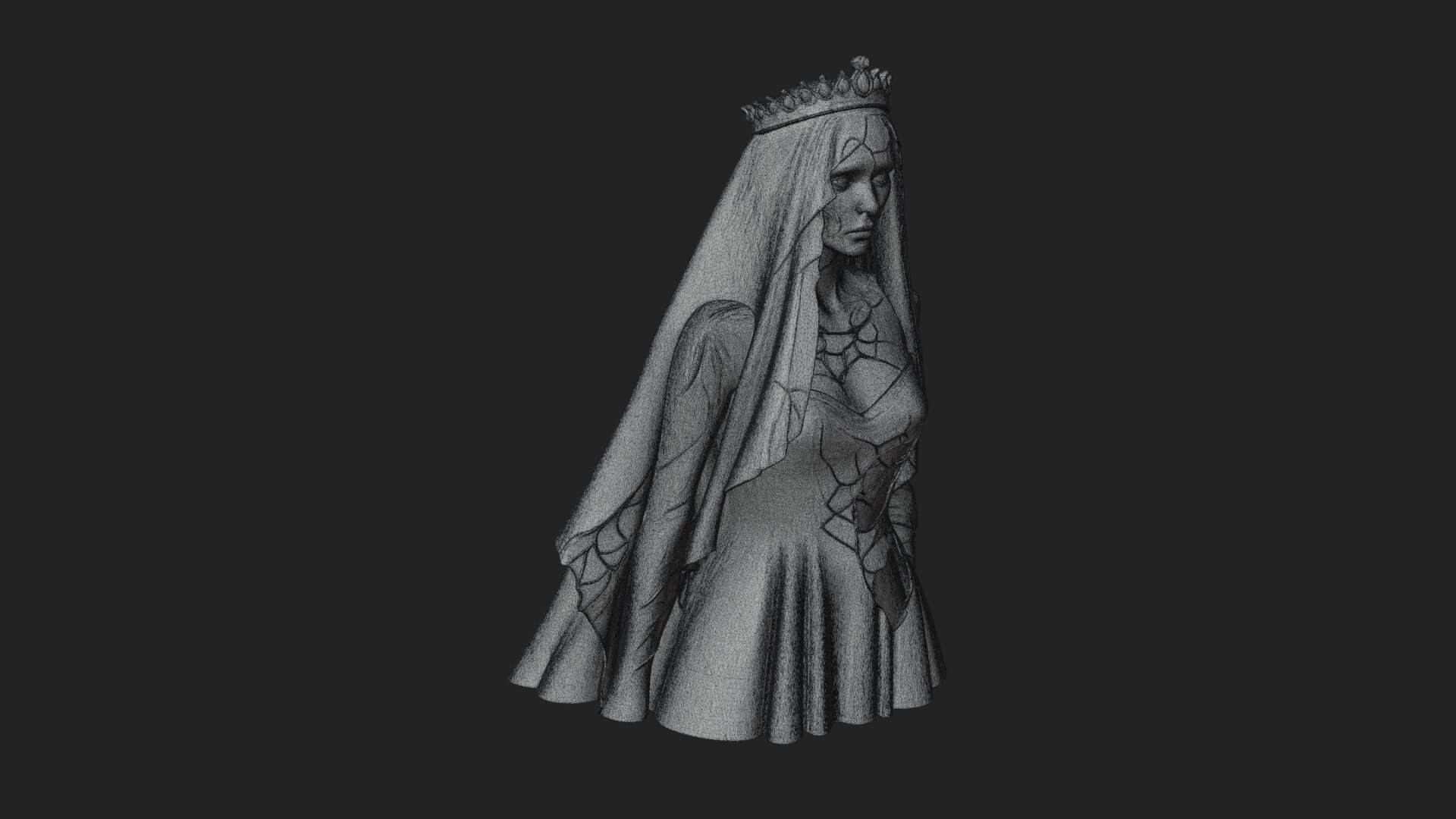 Veiled Ghost Bride Statue Design 4 3D Print Model 3D Model