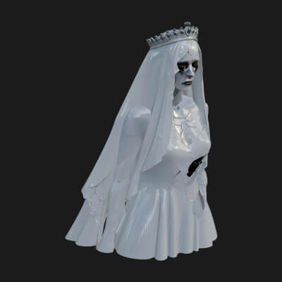 Veiled Ghost Bride Statue Design 4 3D Print Model