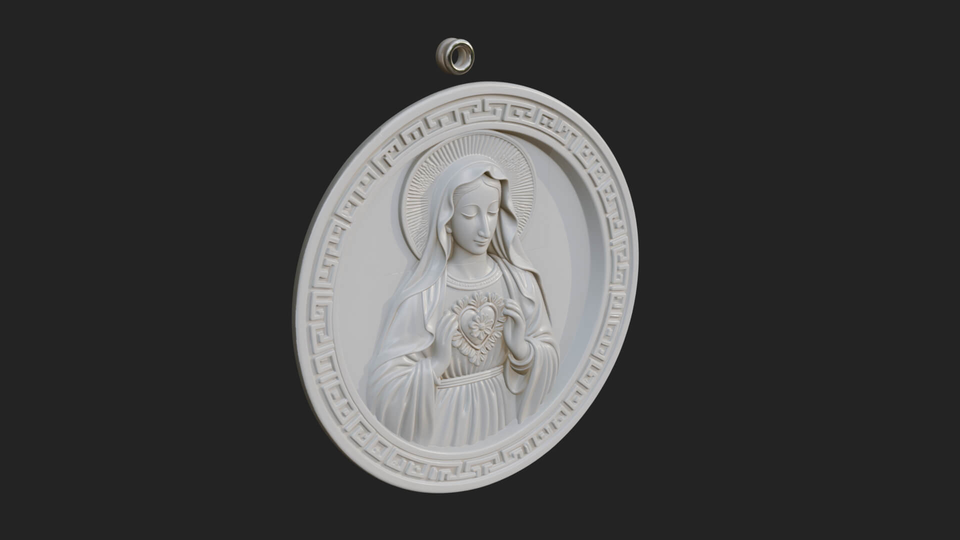 Veiled Madonna Oval Relief Plaque Design 1 3D Print Model 3D Model