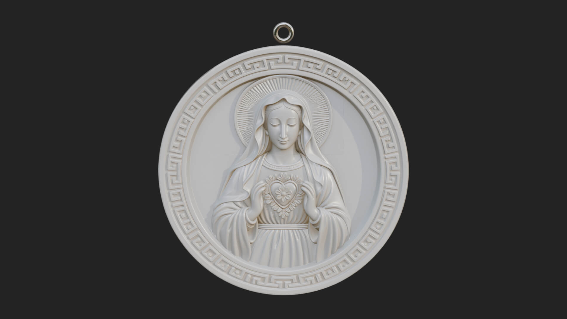 Veiled Madonna Oval Relief Plaque Design 1 3D Print Model 3D Model