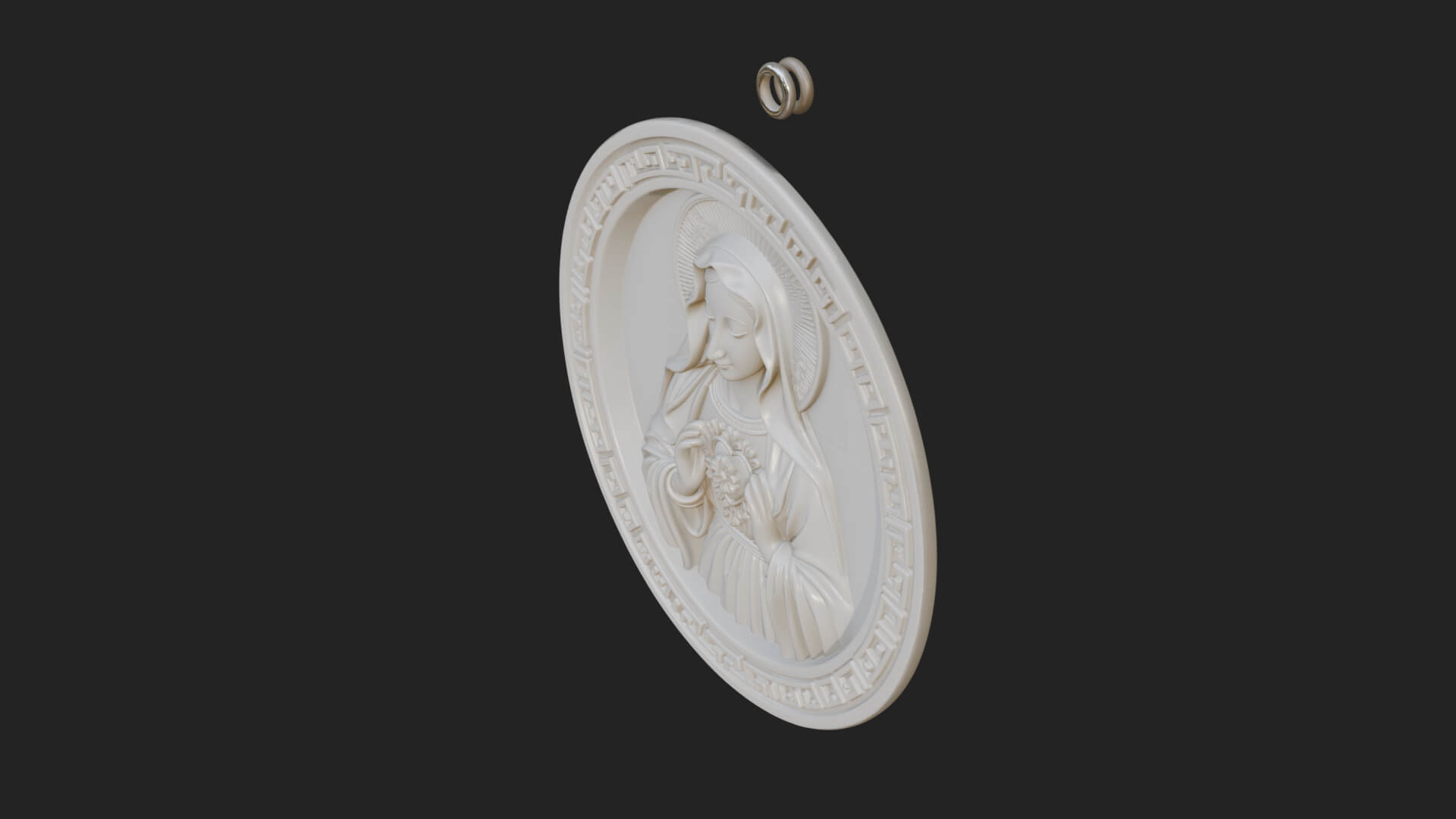 Veiled Madonna Oval Relief Plaque Design 1 3D Print Model 3D Model