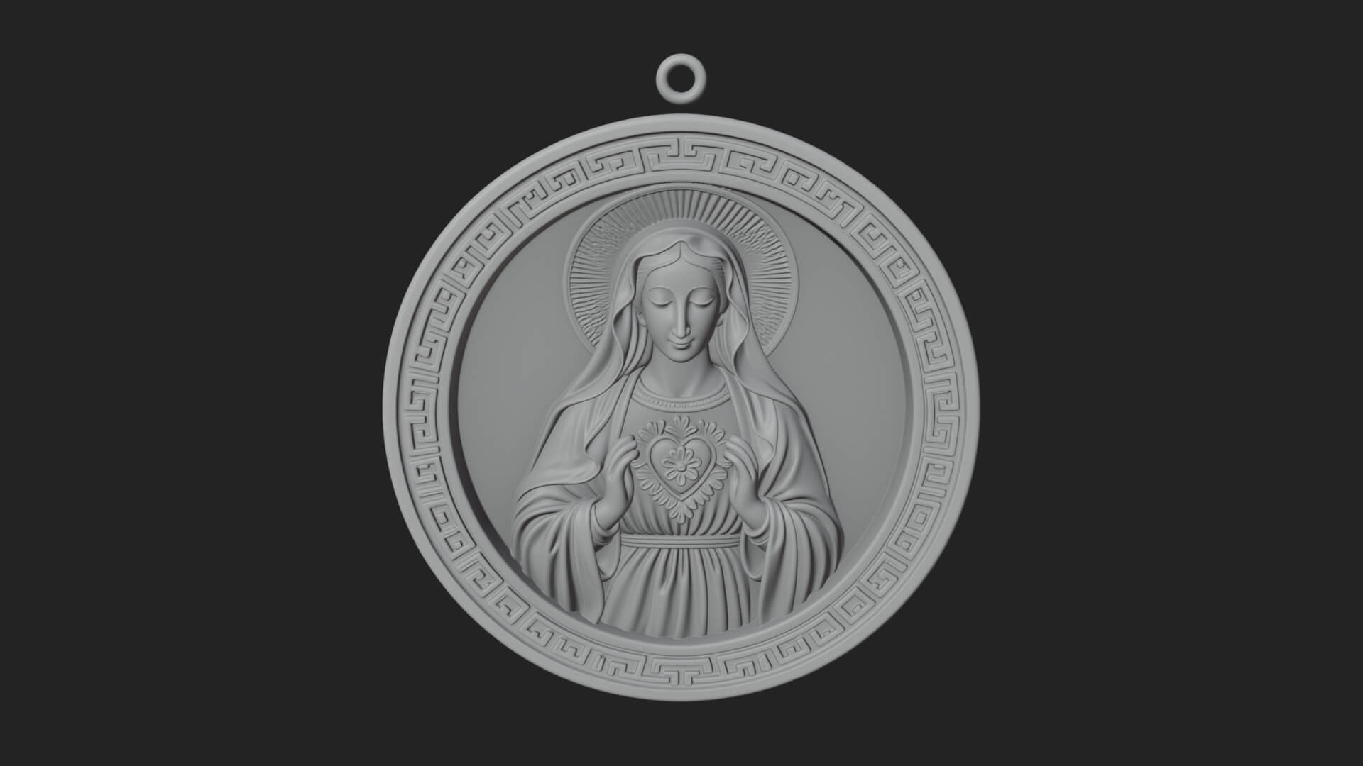 Veiled Madonna Oval Relief Plaque Design 1 3D Print Model 3D Model