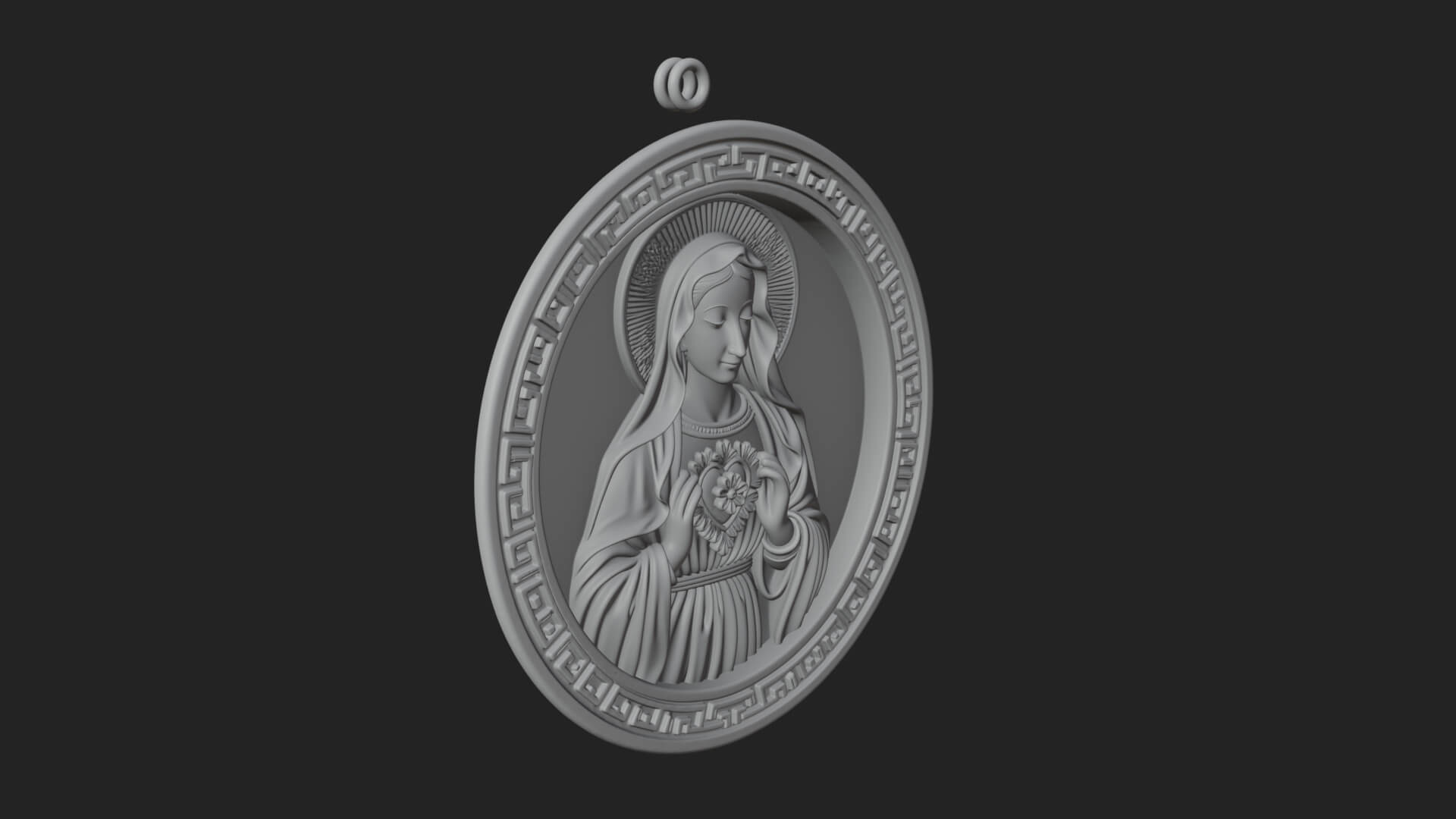 Veiled Madonna Oval Relief Plaque Design 1 3D Print Model 3D Model