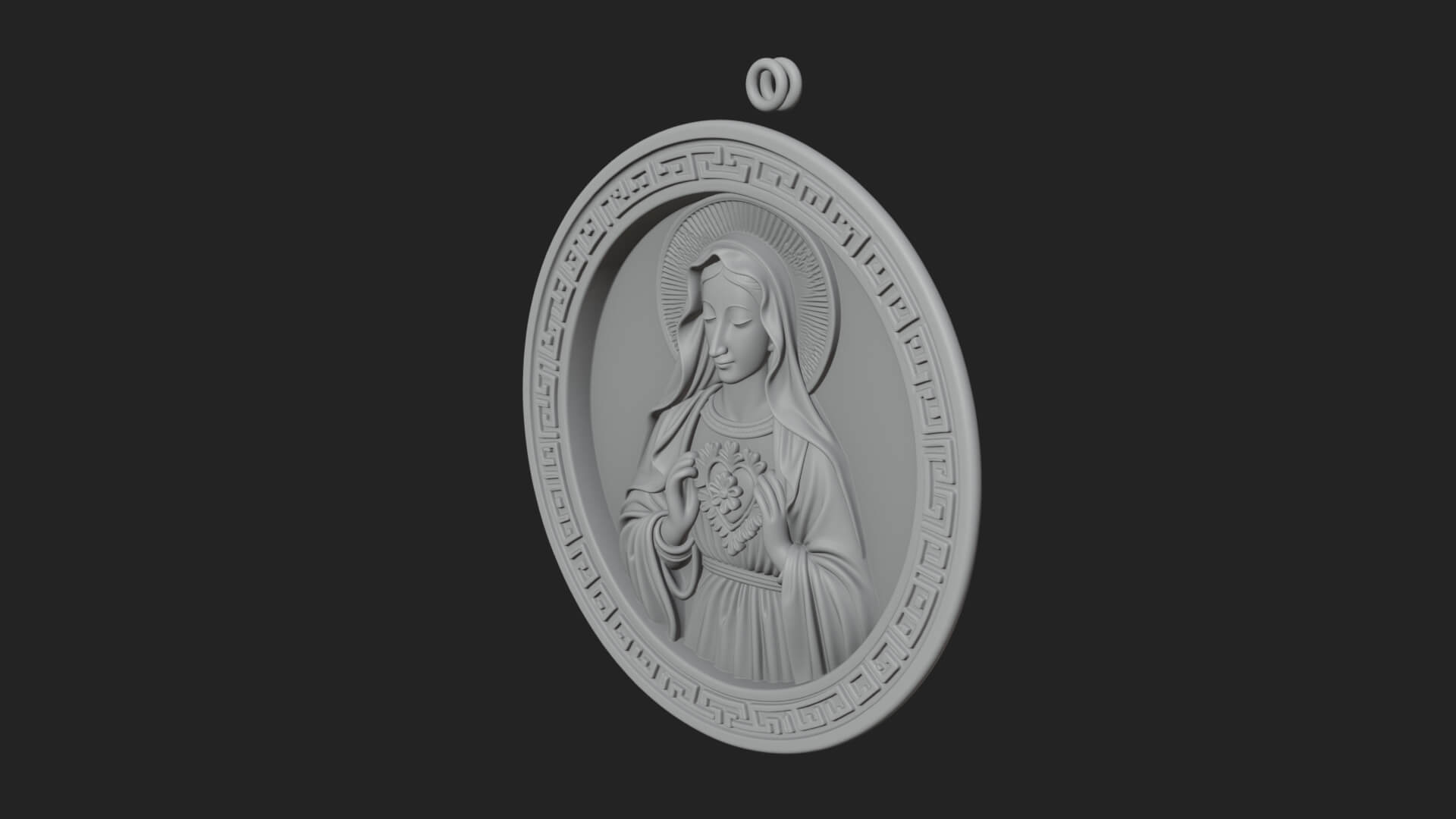 Veiled Madonna Oval Relief Plaque Design 1 3D Print Model 3D Model