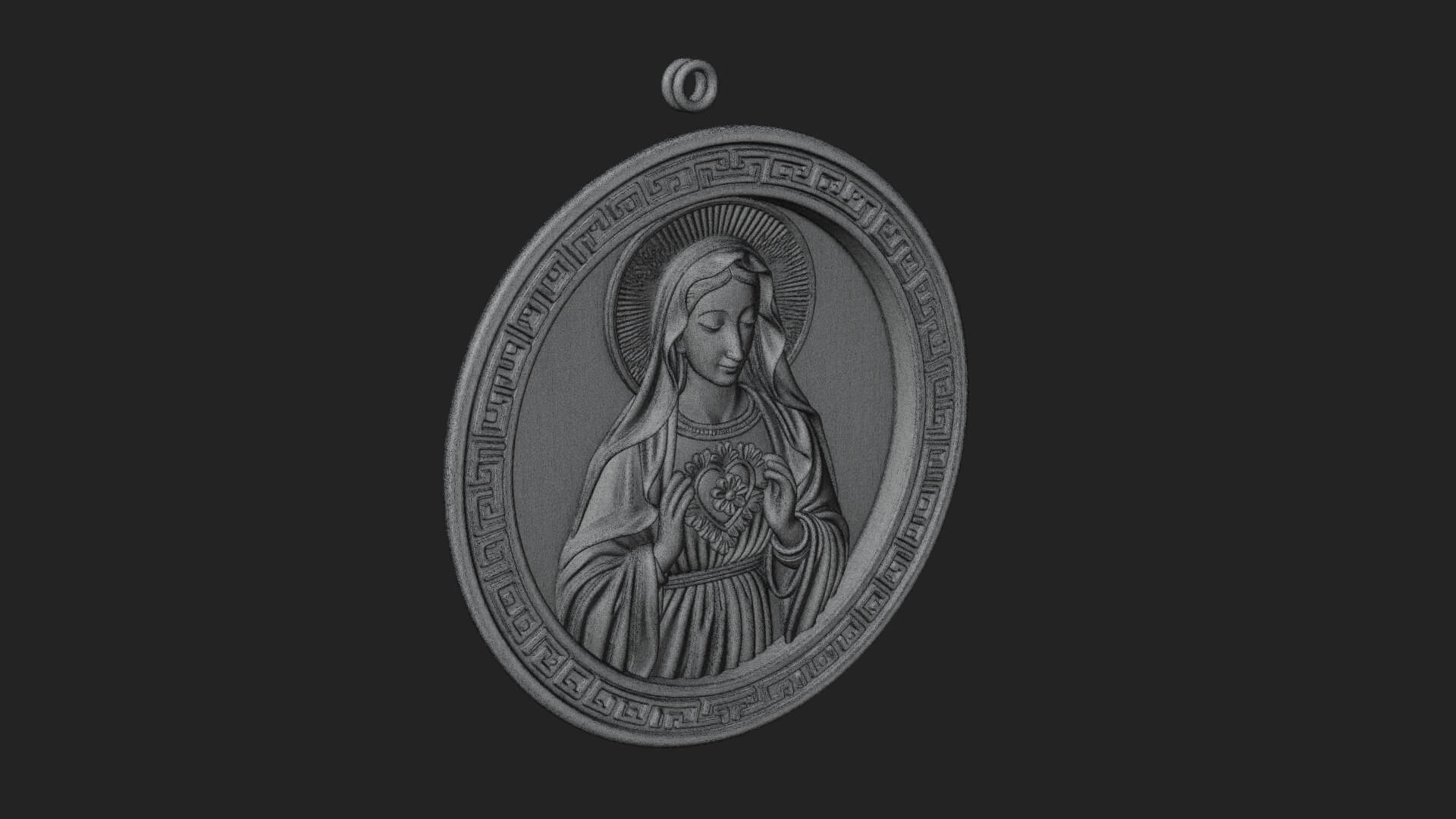 Veiled Madonna Oval Relief Plaque Design 1 3D Print Model 3D Model