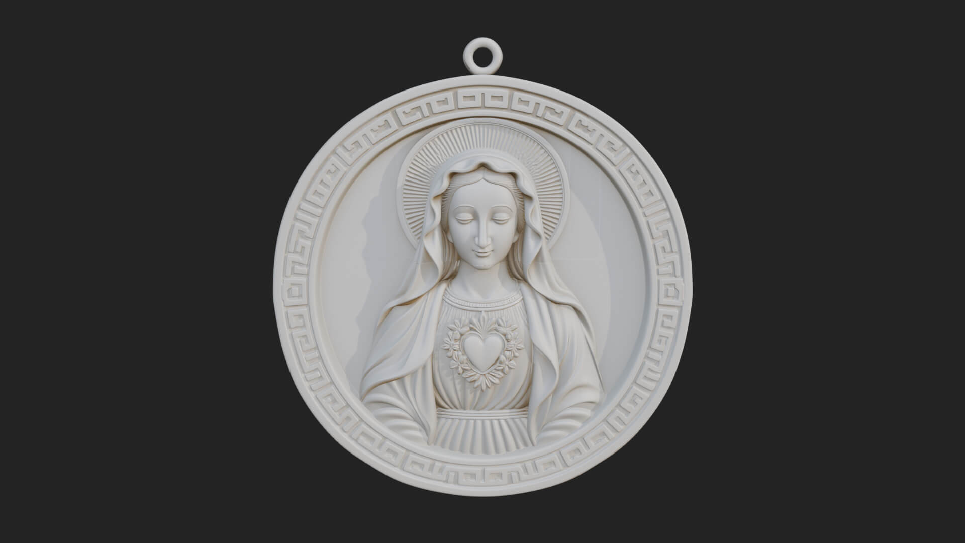 Veiled Madonna Oval Relief Plaque Design 2 3D Print Model 3D Model