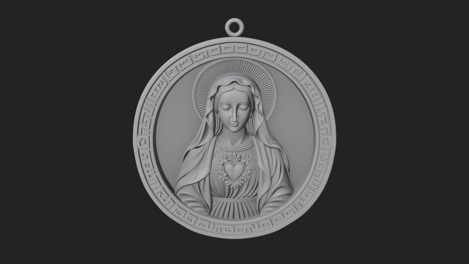 Veiled Madonna Oval Relief Plaque Design 2 3D Print Model 3D Model