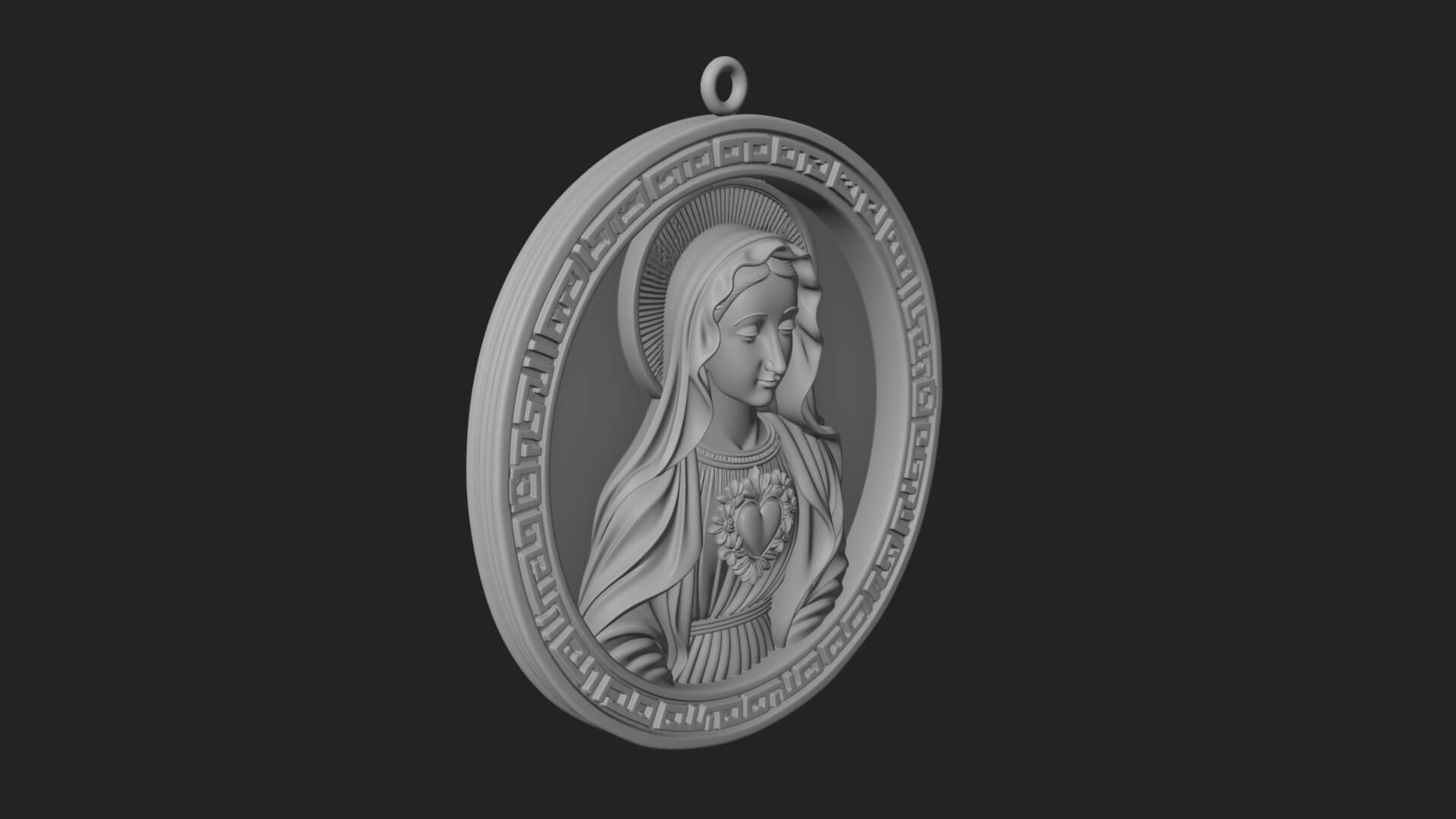 Veiled Madonna Oval Relief Plaque Design 2 3D Print Model 3D Model