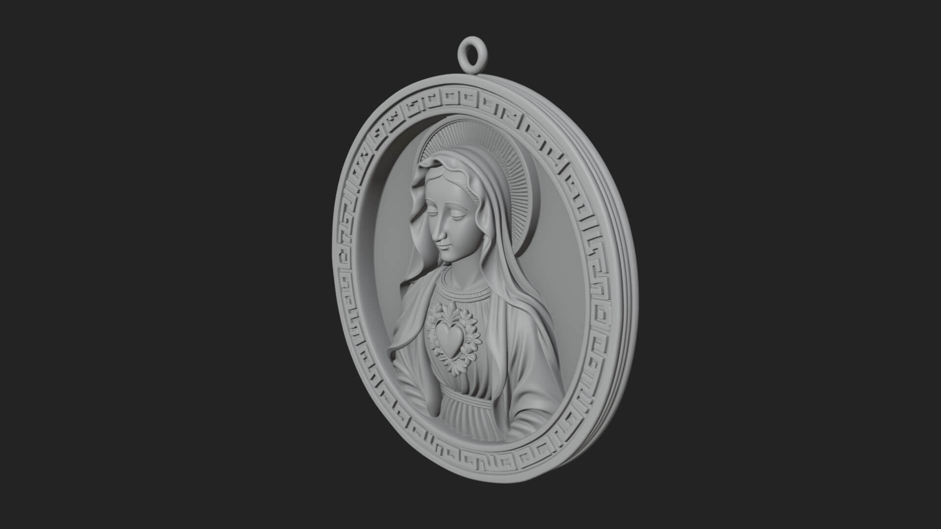 Veiled Madonna Oval Relief Plaque Design 2 3D Print Model 3D Model