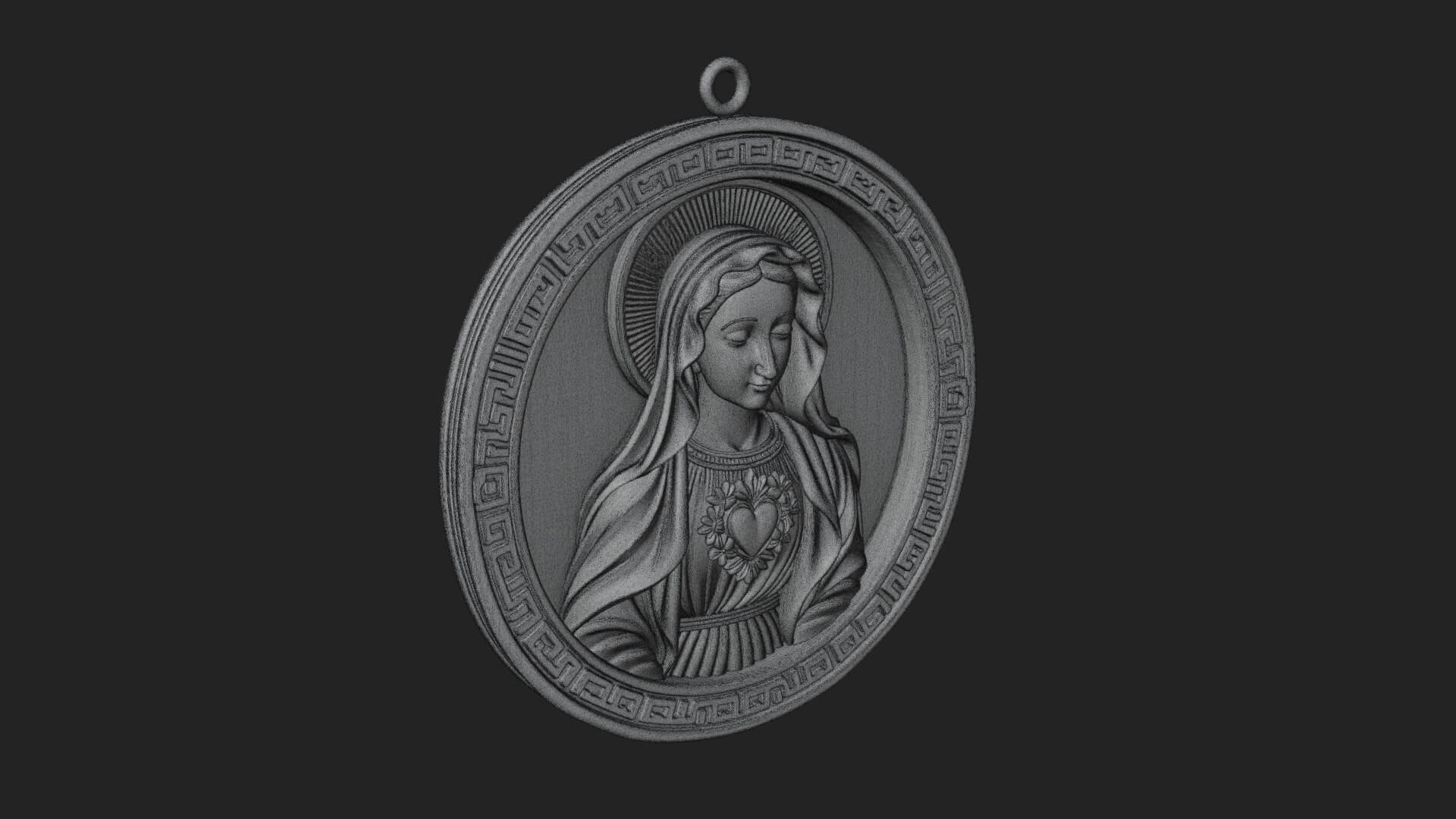 Veiled Madonna Oval Relief Plaque Design 2 3D Print Model 3D Model