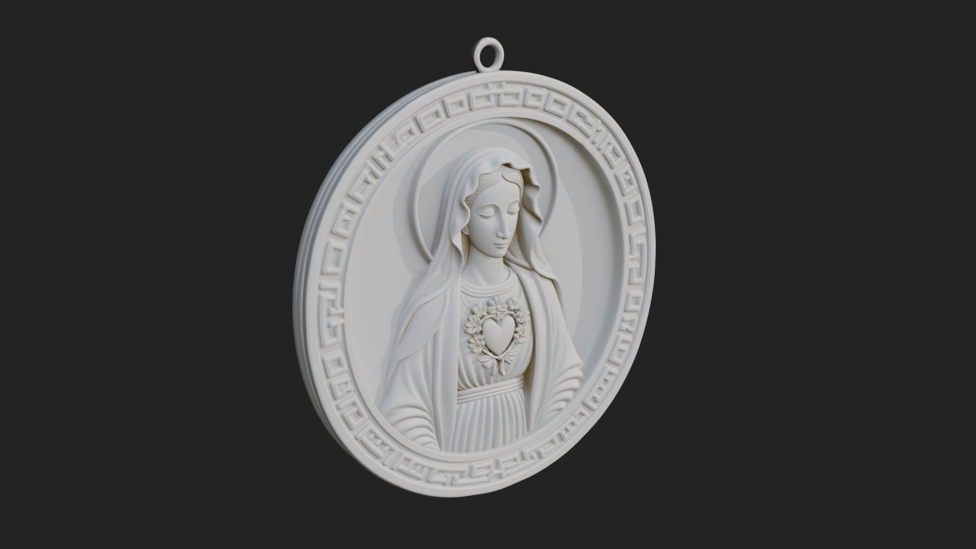 Veiled Madonna Oval Relief Plaque Design 3 3d Print Model 3D Model