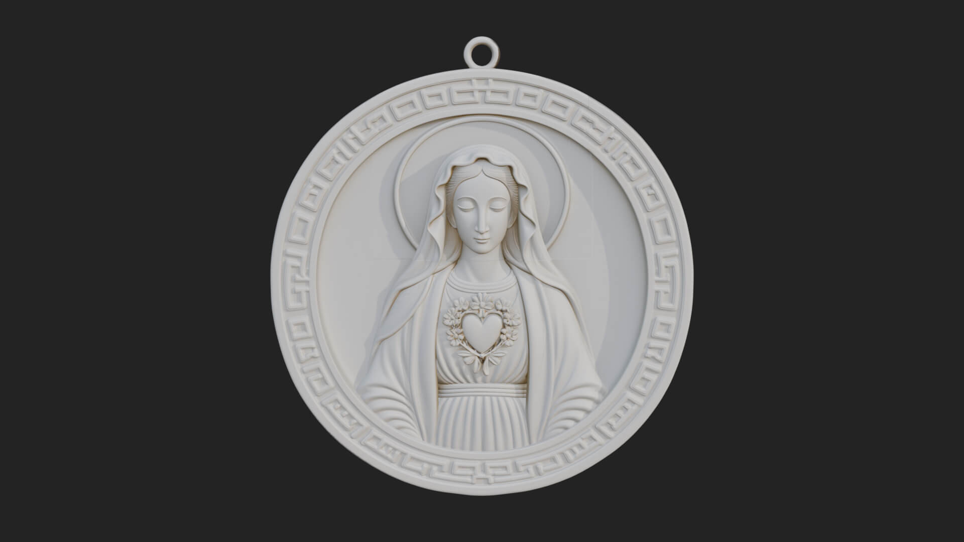 Veiled Madonna Oval Relief Plaque Design 3 3d Print Model 3D Model