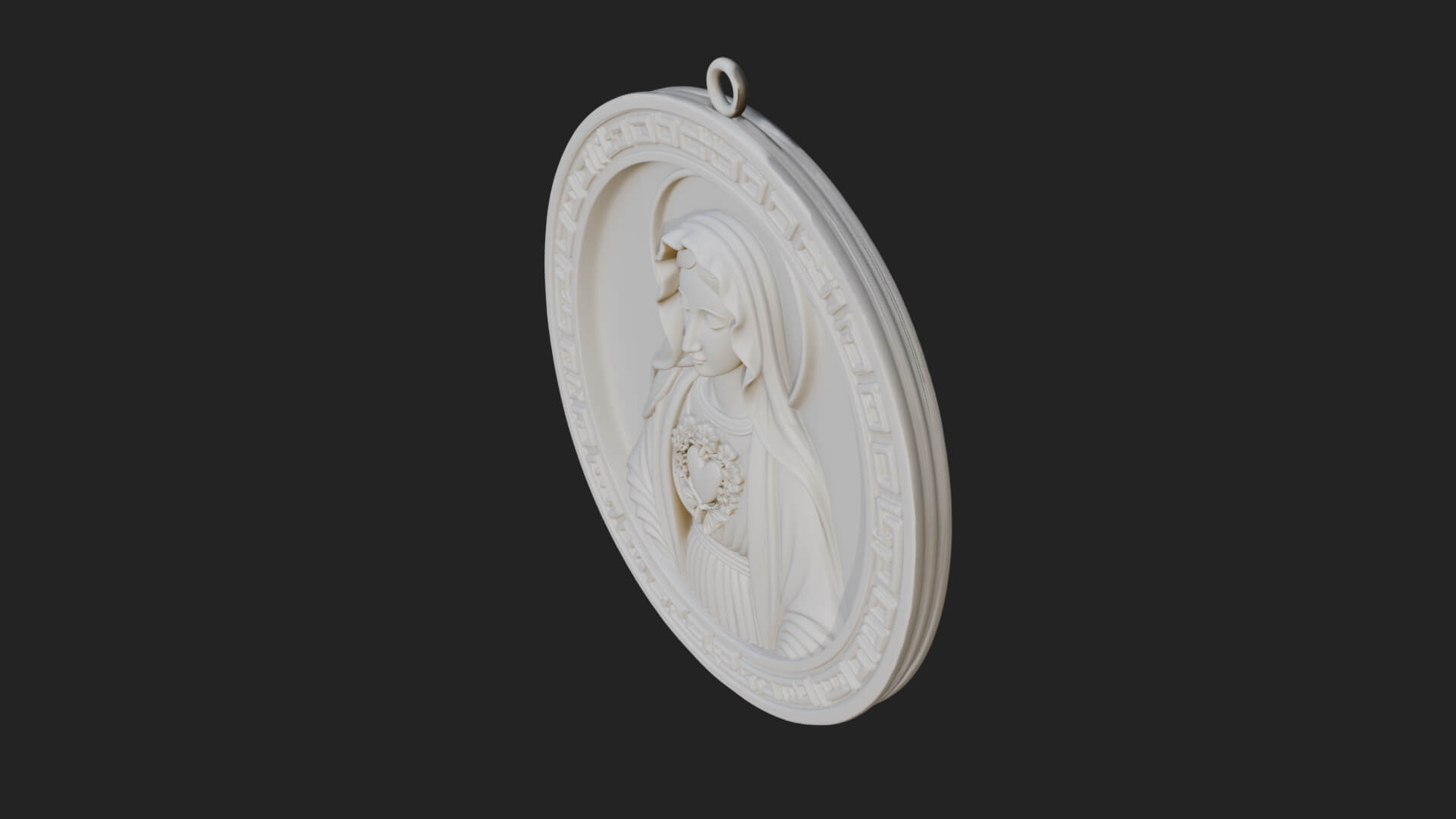 Veiled Madonna Oval Relief Plaque Design 3 3d Print Model 3D Model