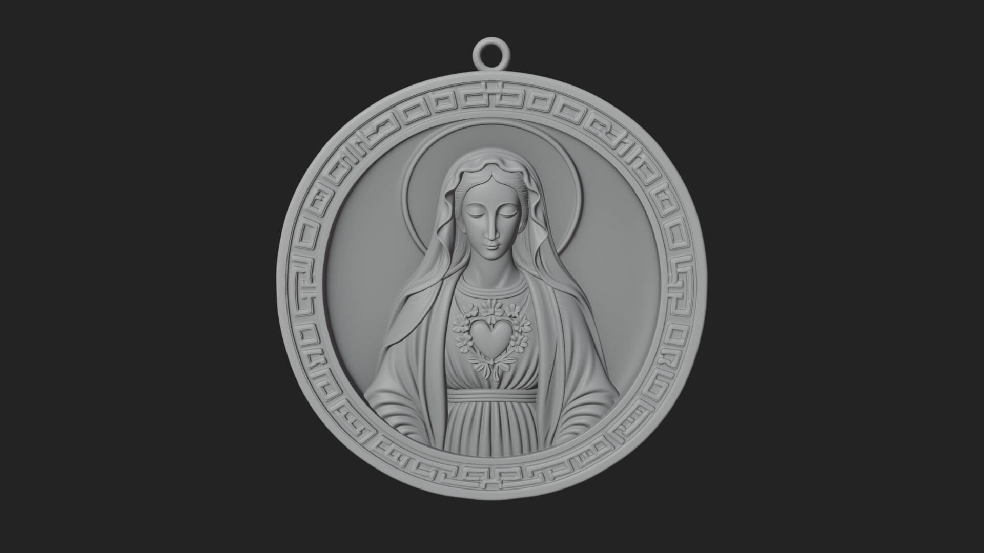 Veiled Madonna Oval Relief Plaque Design 3 3d Print Model 3D Model