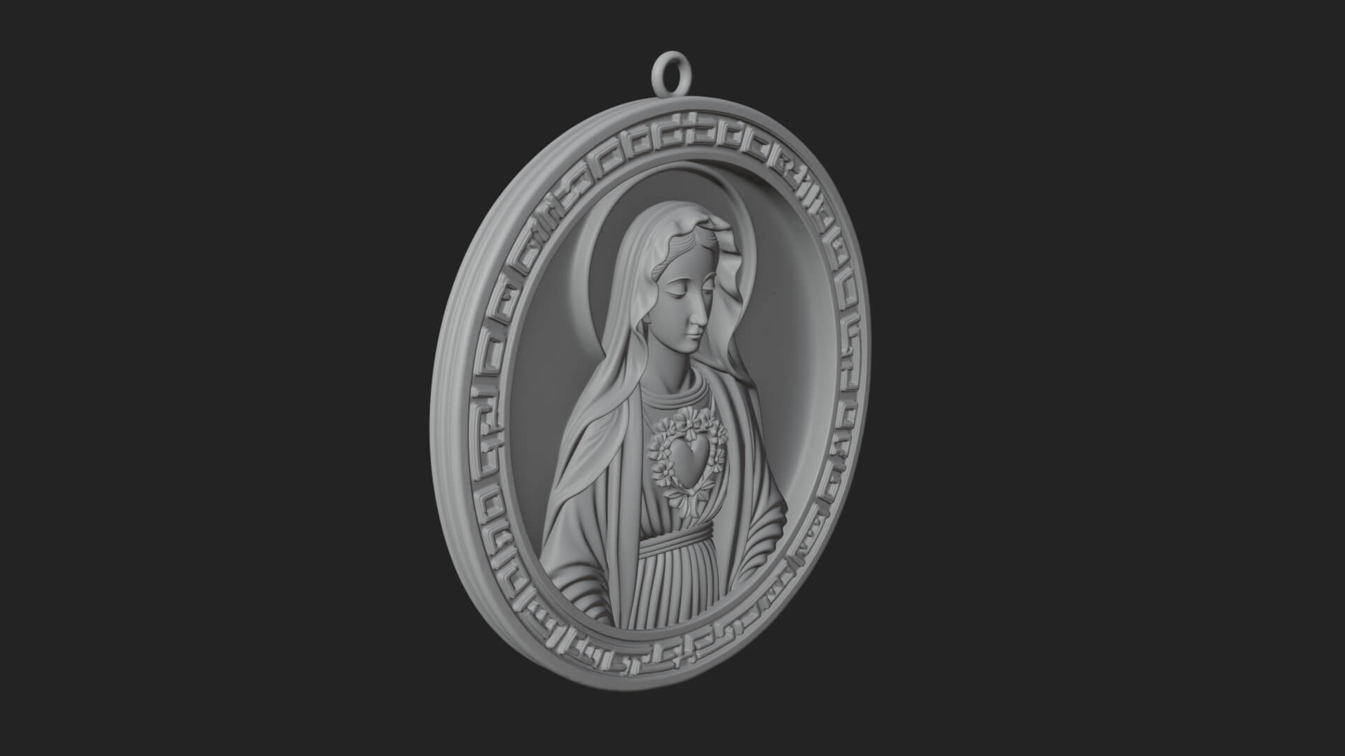 Veiled Madonna Oval Relief Plaque Design 3 3d Print Model 3D Model