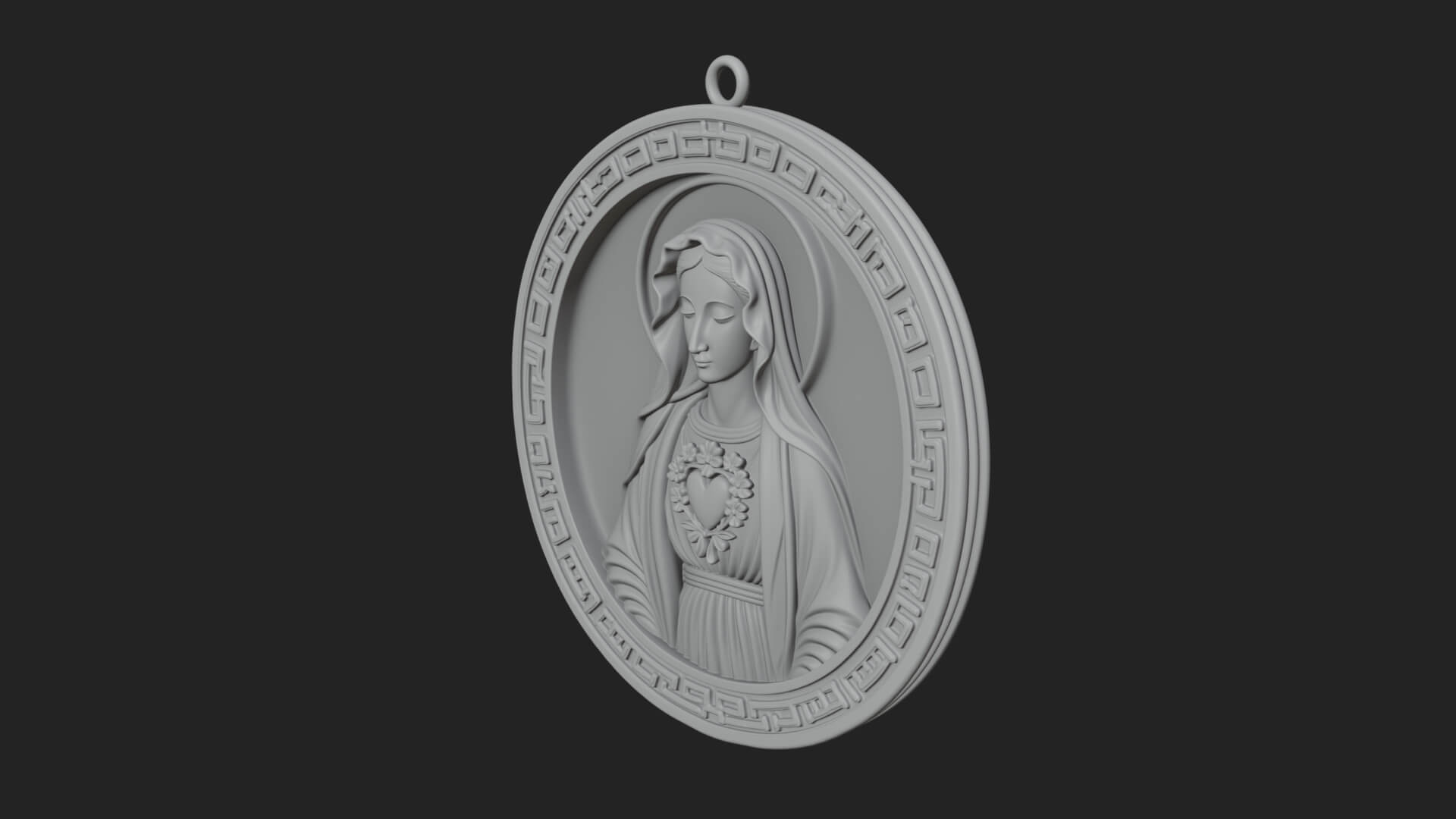 Veiled Madonna Oval Relief Plaque Design 3 3d Print Model 3D Model