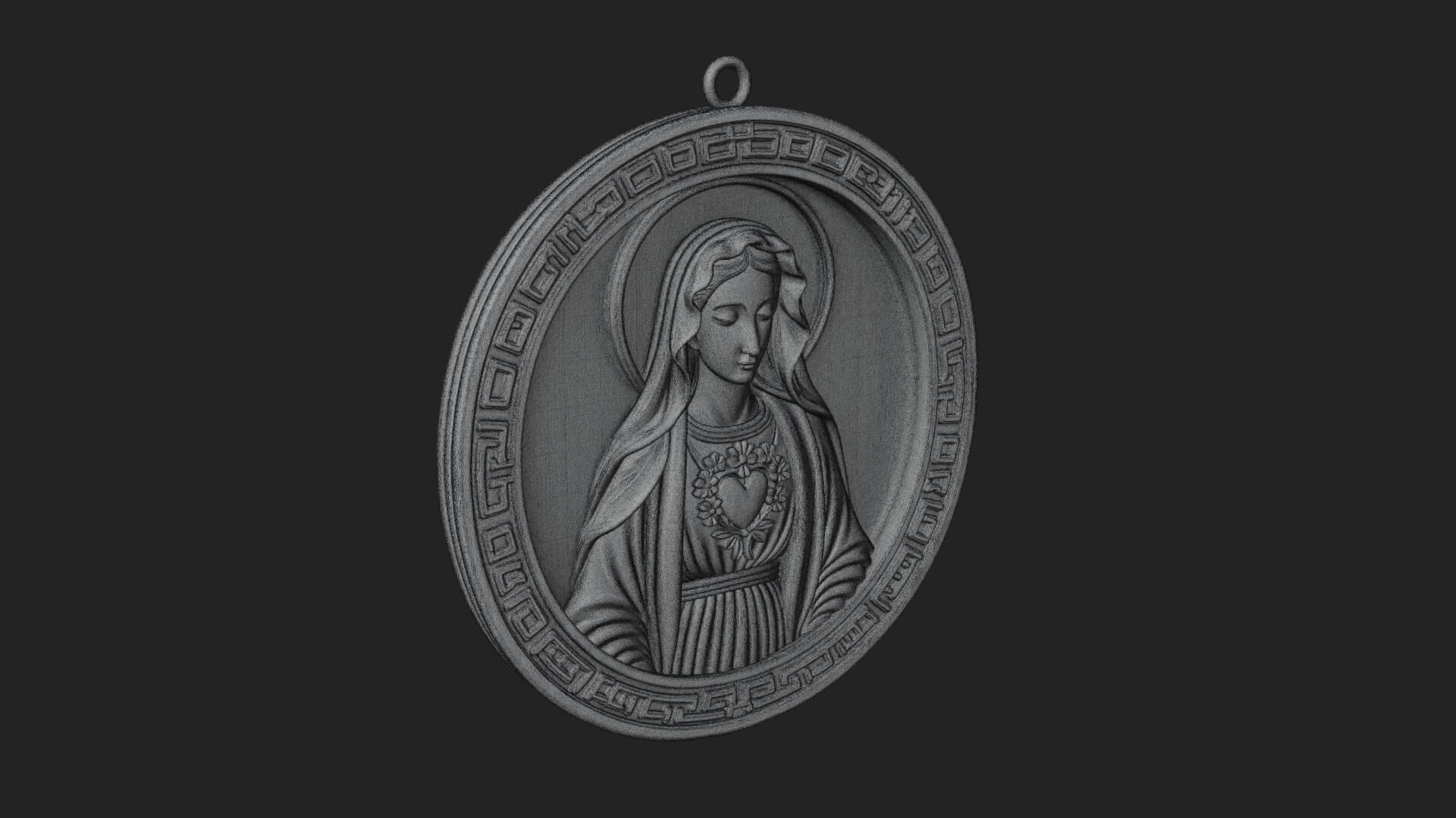 Veiled Madonna Oval Relief Plaque Design 3 3d Print Model 3D Model
