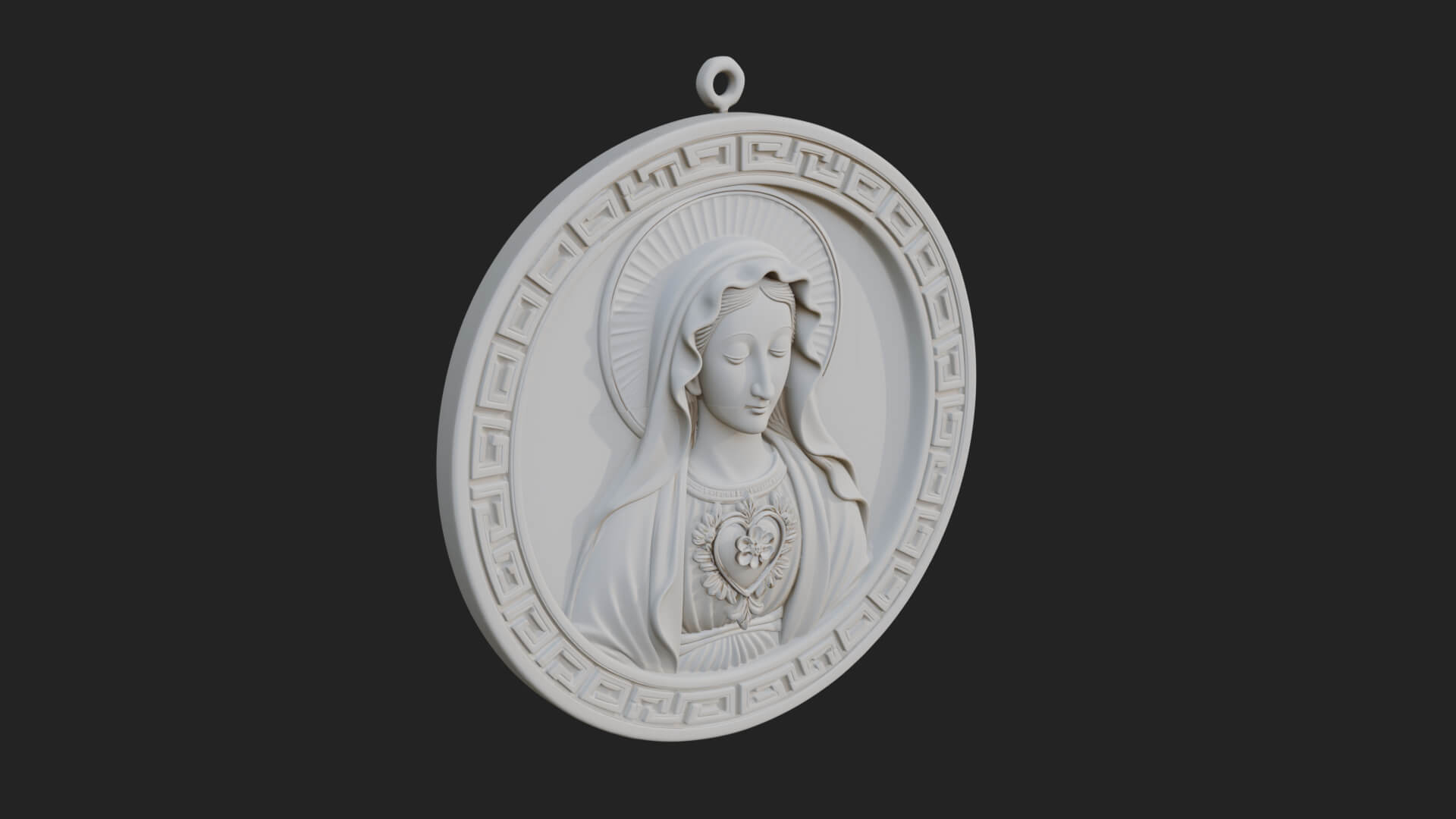 Veiled Madonna Oval Relief Plaque Design 4 3D Print Model 3D Model